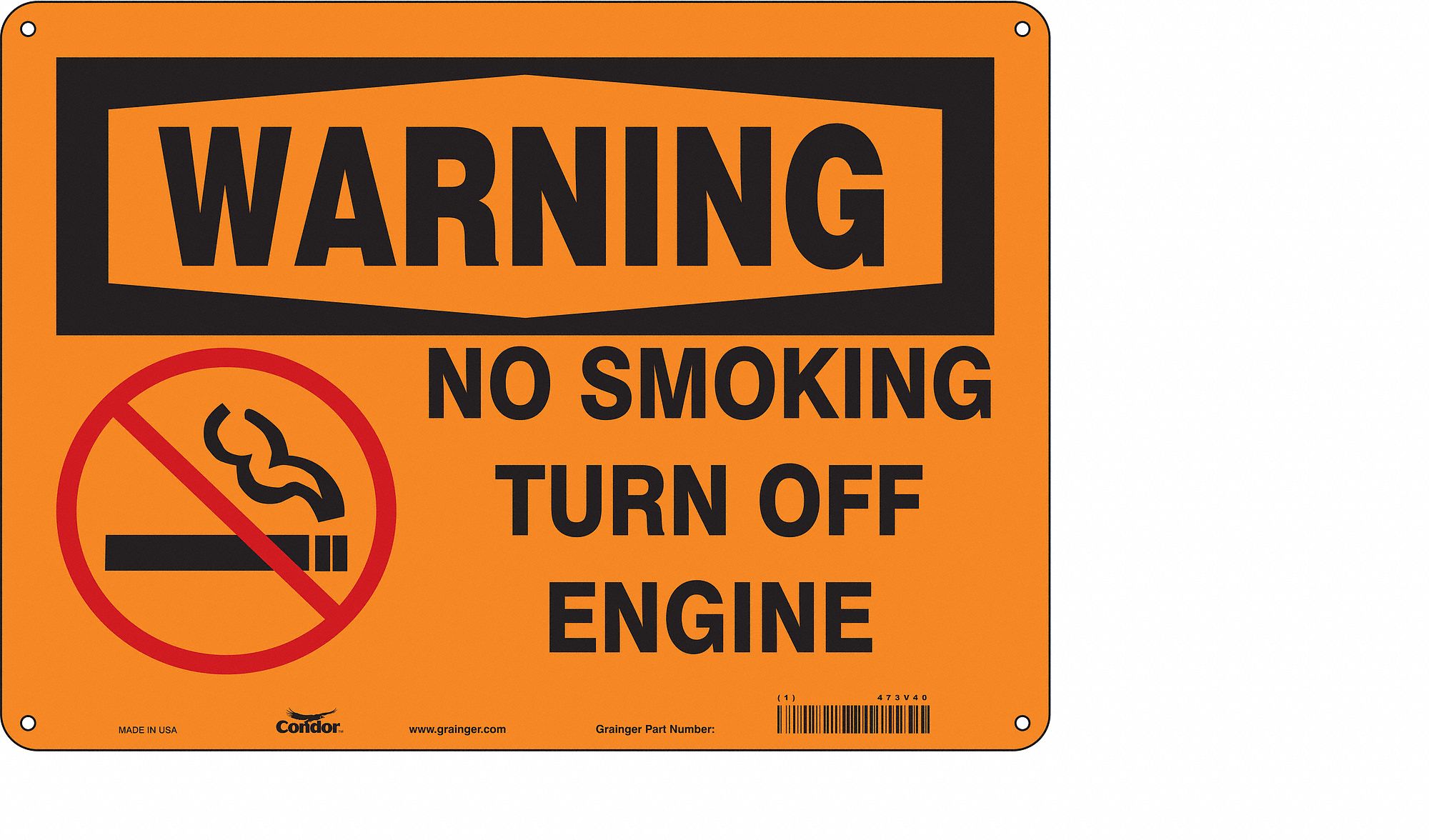 Safety Sign: Polyethylene, Mounting Holes Sign Mounting, 10 in x 14 in Nominal Sign Size