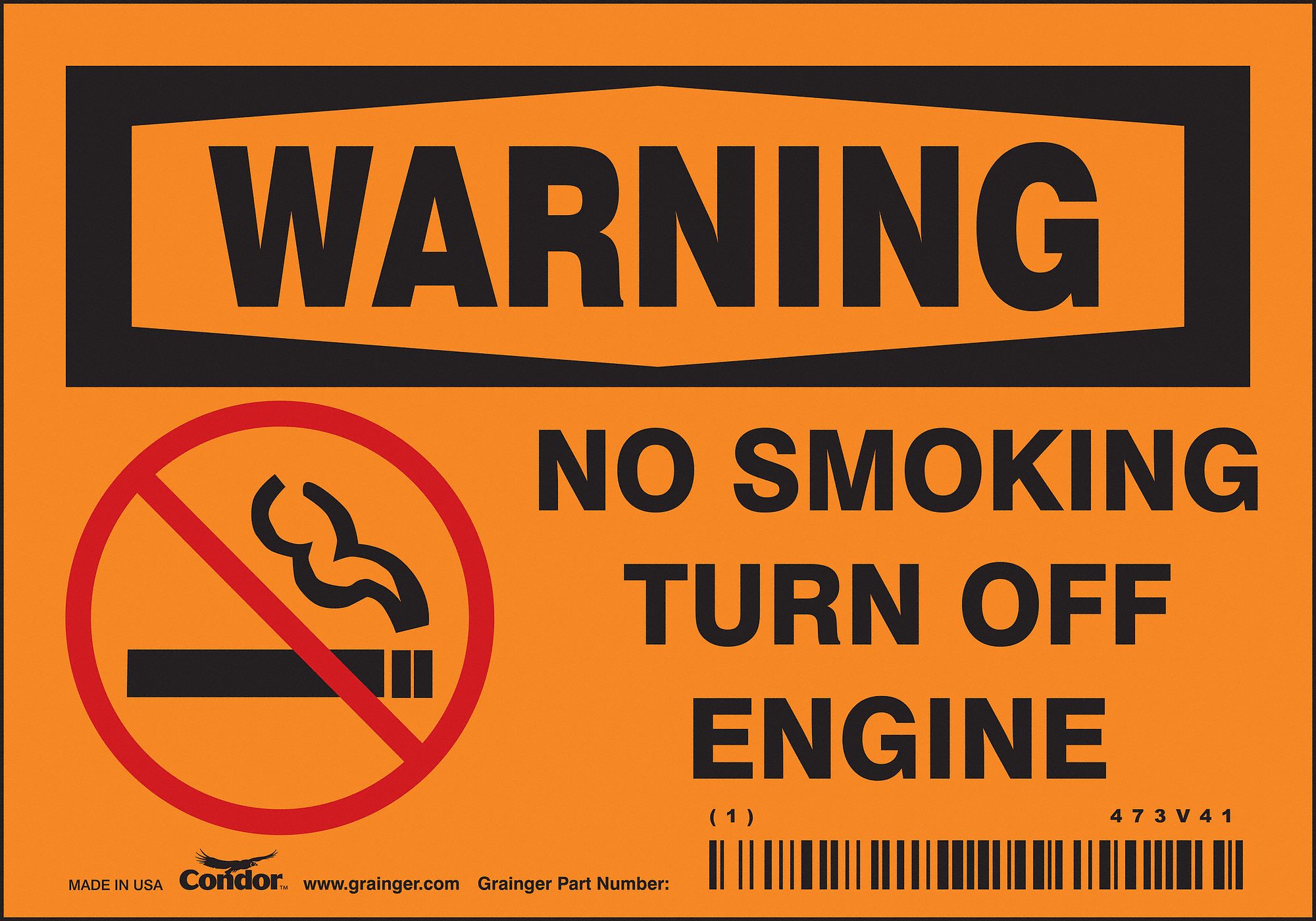 Safety Sign: Vinyl, Adhesive Sign Mounting, 3 1/2 in x 5 in Nominal Sign Size, Not Retroreflective