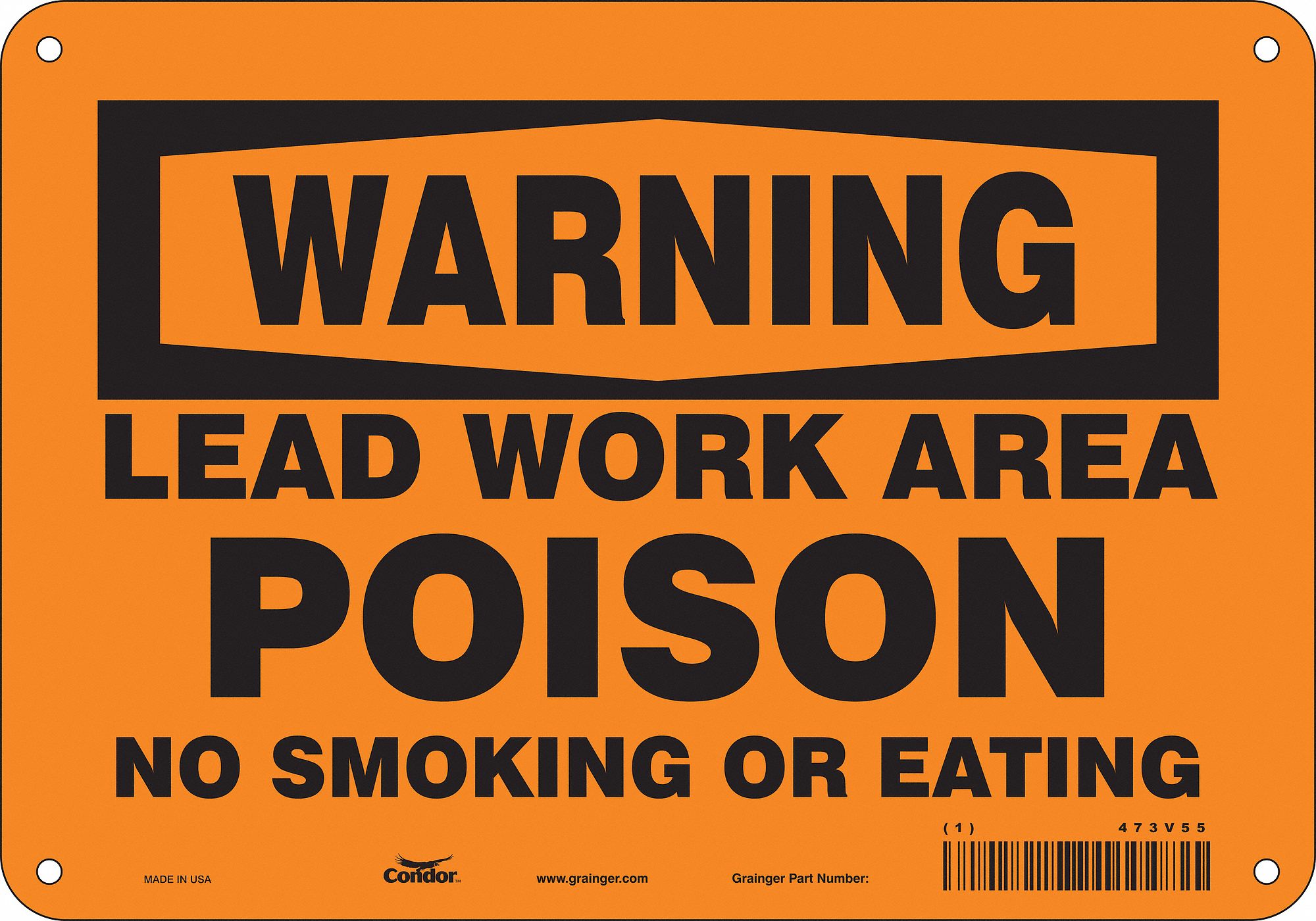 Safety Sign: Polyethylene, Mounting Holes Sign Mounting, 7 in x 10 in Nominal Sign Size, Warning