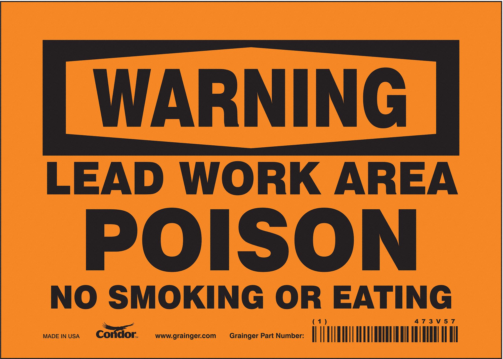 Safety Sign: Vinyl, Adhesive Sign Mounting, 5 in x 7 in Nominal Sign Size, Not Retroreflective