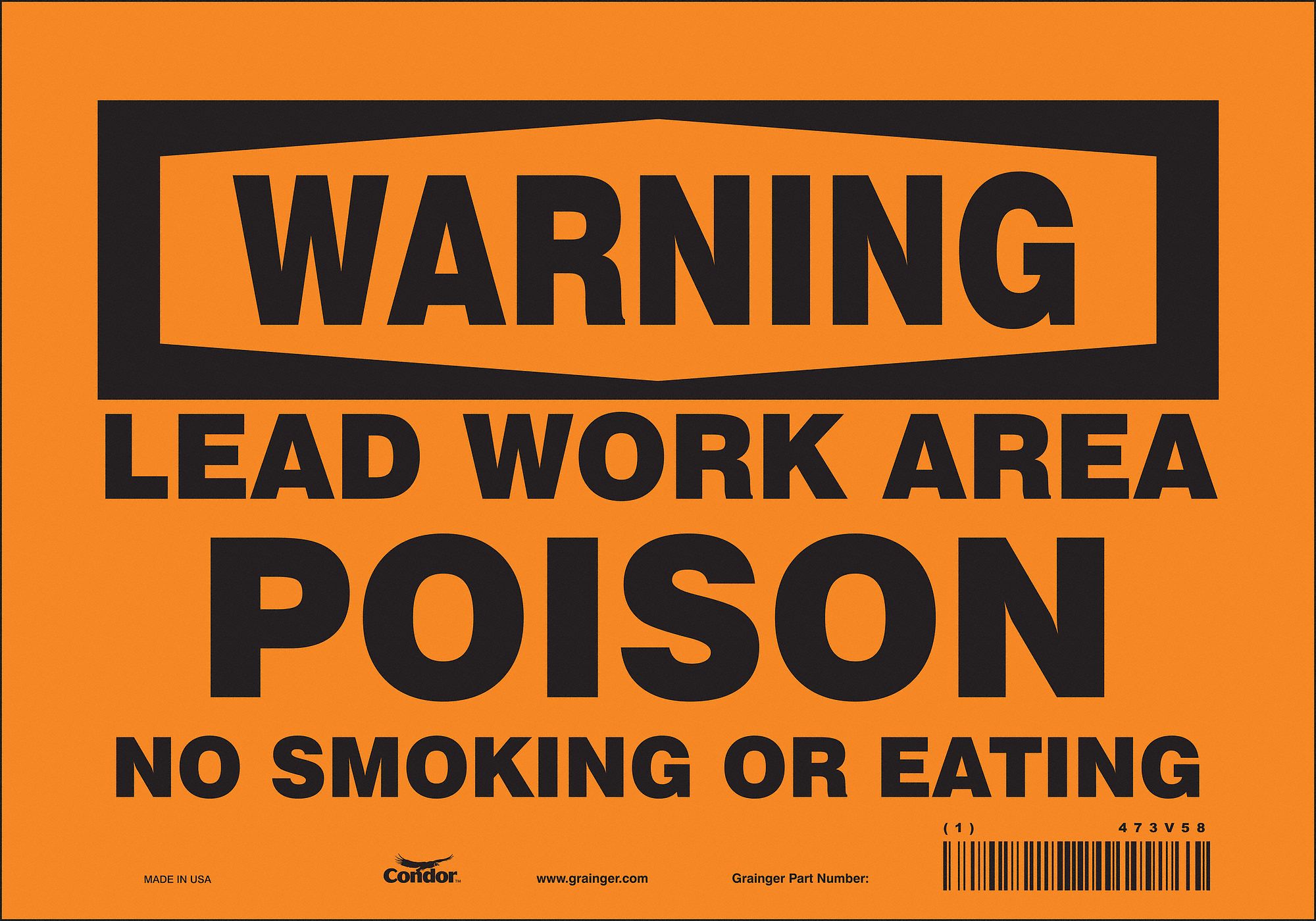 Safety Sign: Vinyl, Adhesive Sign Mounting, 7 in x 10 in Nominal Sign Size, Not Retroreflective