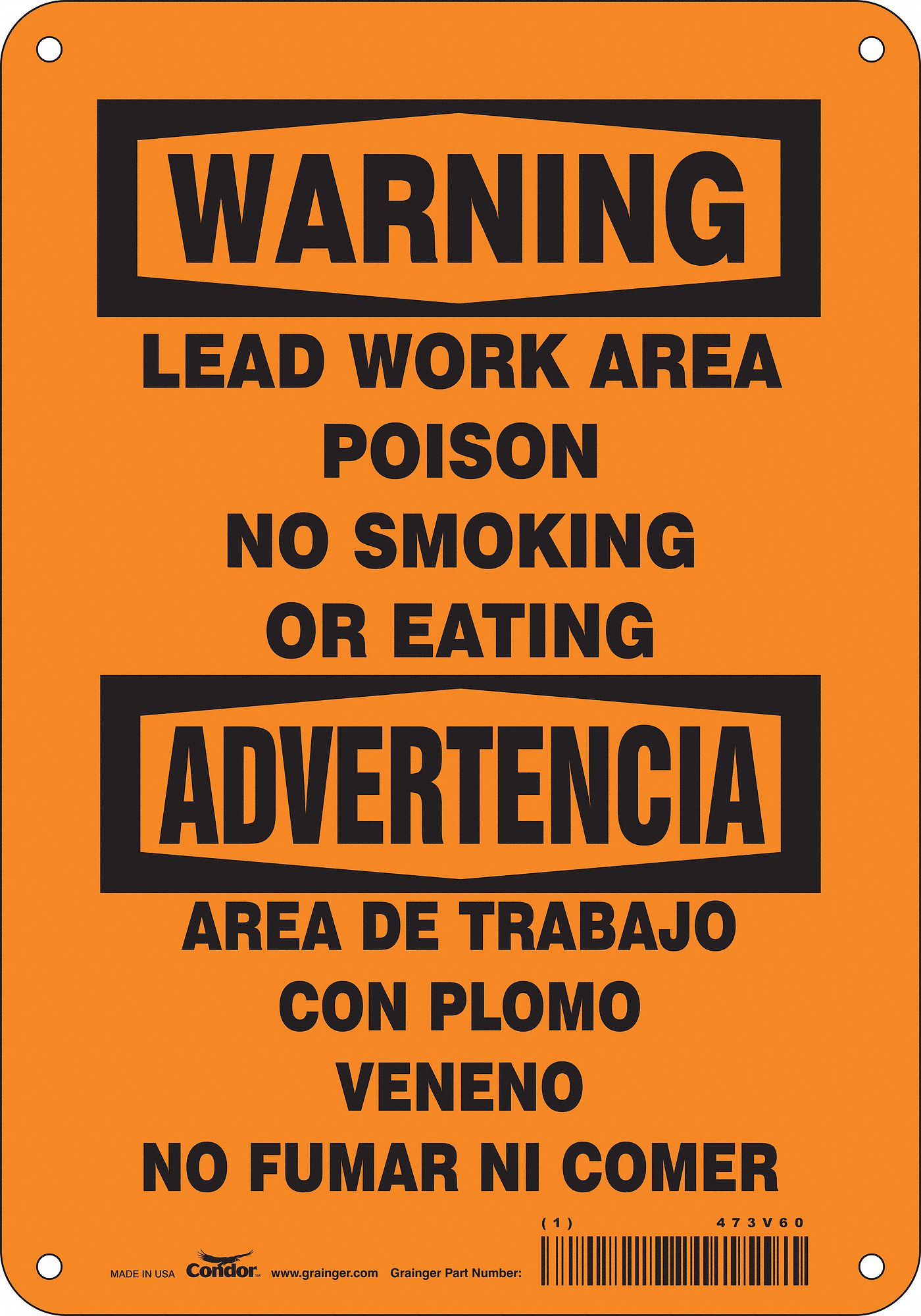 Safety Sign: Aluminum, Mounting Holes Sign Mounting, 10 in x 7 in Nominal Sign Size, 0.032 in Thick
