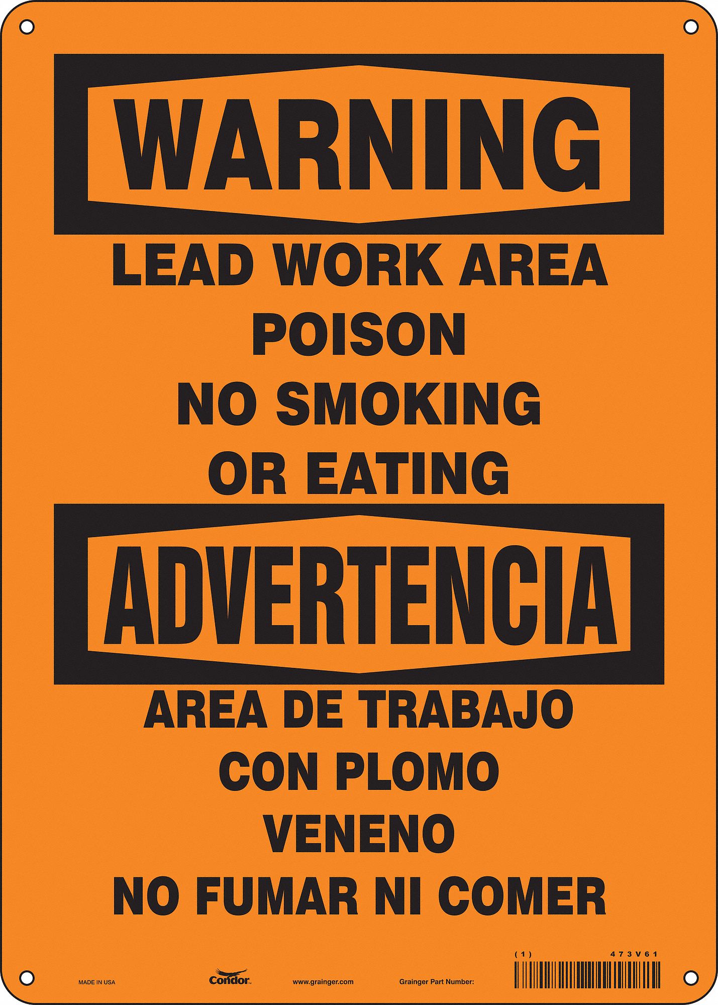 Safety Sign: Aluminum, Mounting Holes Sign Mounting, 14 in x 10 in Nominal Sign Size, 0.032 in Thick