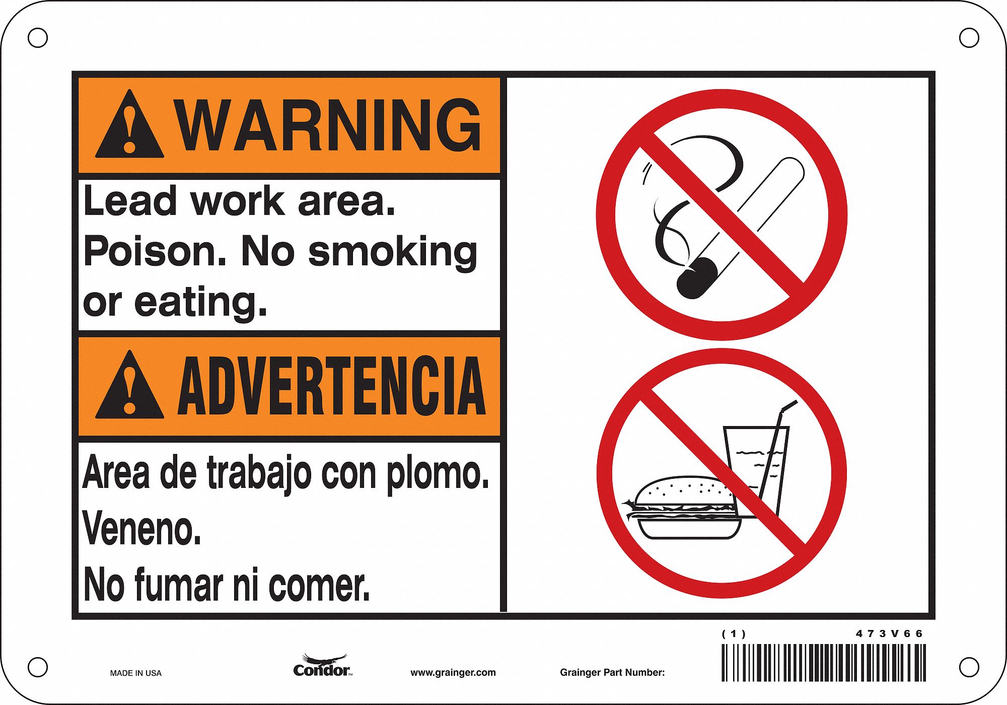 Safety Sign: Aluminum, Mounting Holes Sign Mounting, 7 in x 10 in Nominal Sign Size, 0.032 in Thick