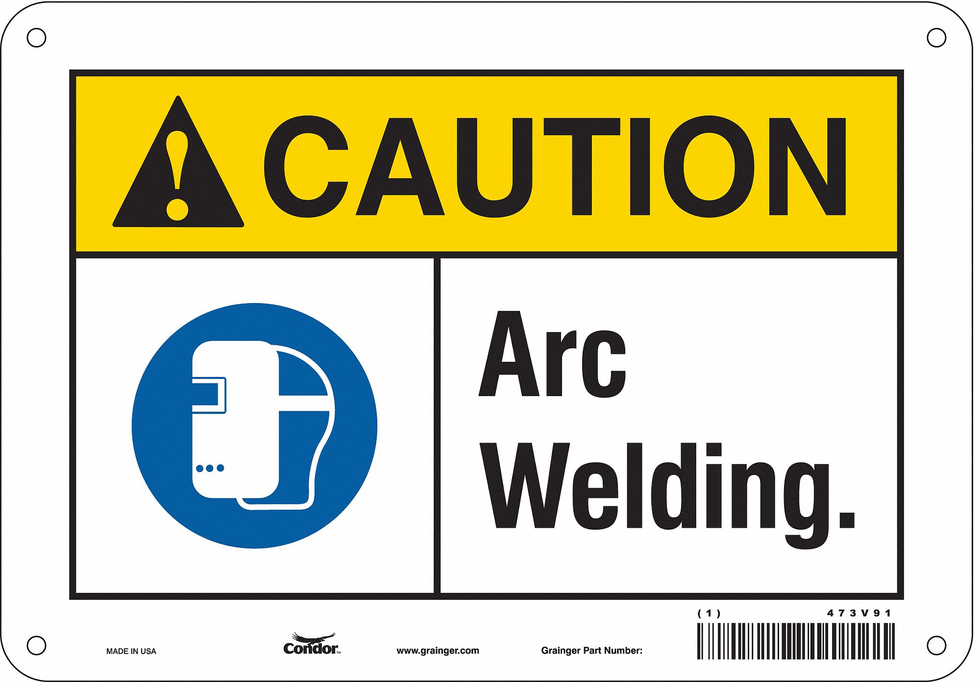 Safety Sign: Aluminum, Mounting Holes Sign Mounting, 7 in x 10 in Nominal Sign Size, 0.032 in Thick