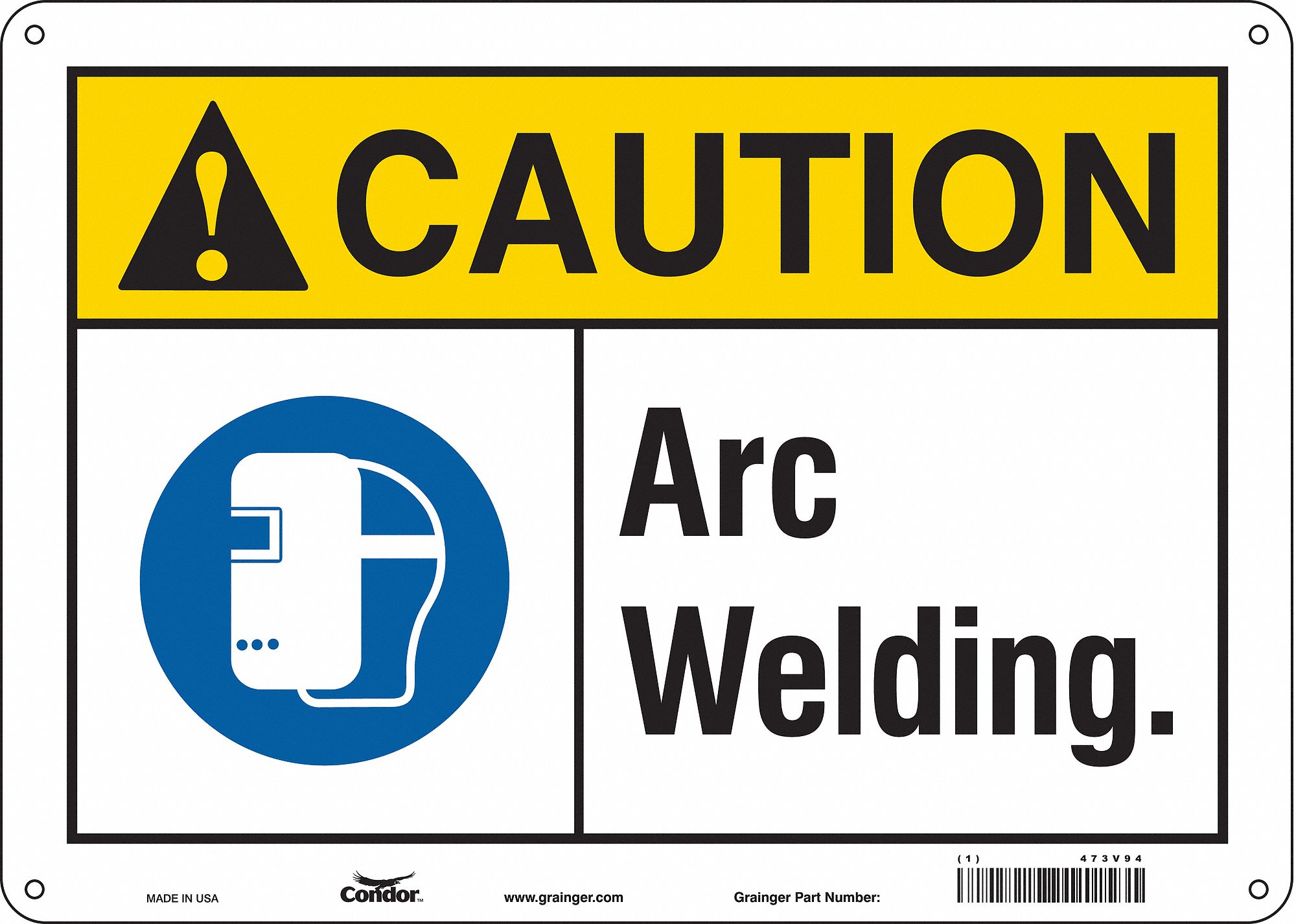Safety Sign: Polyethylene, Mounting Holes Sign Mounting, 10 in x 14 in Nominal Sign Size, Caution