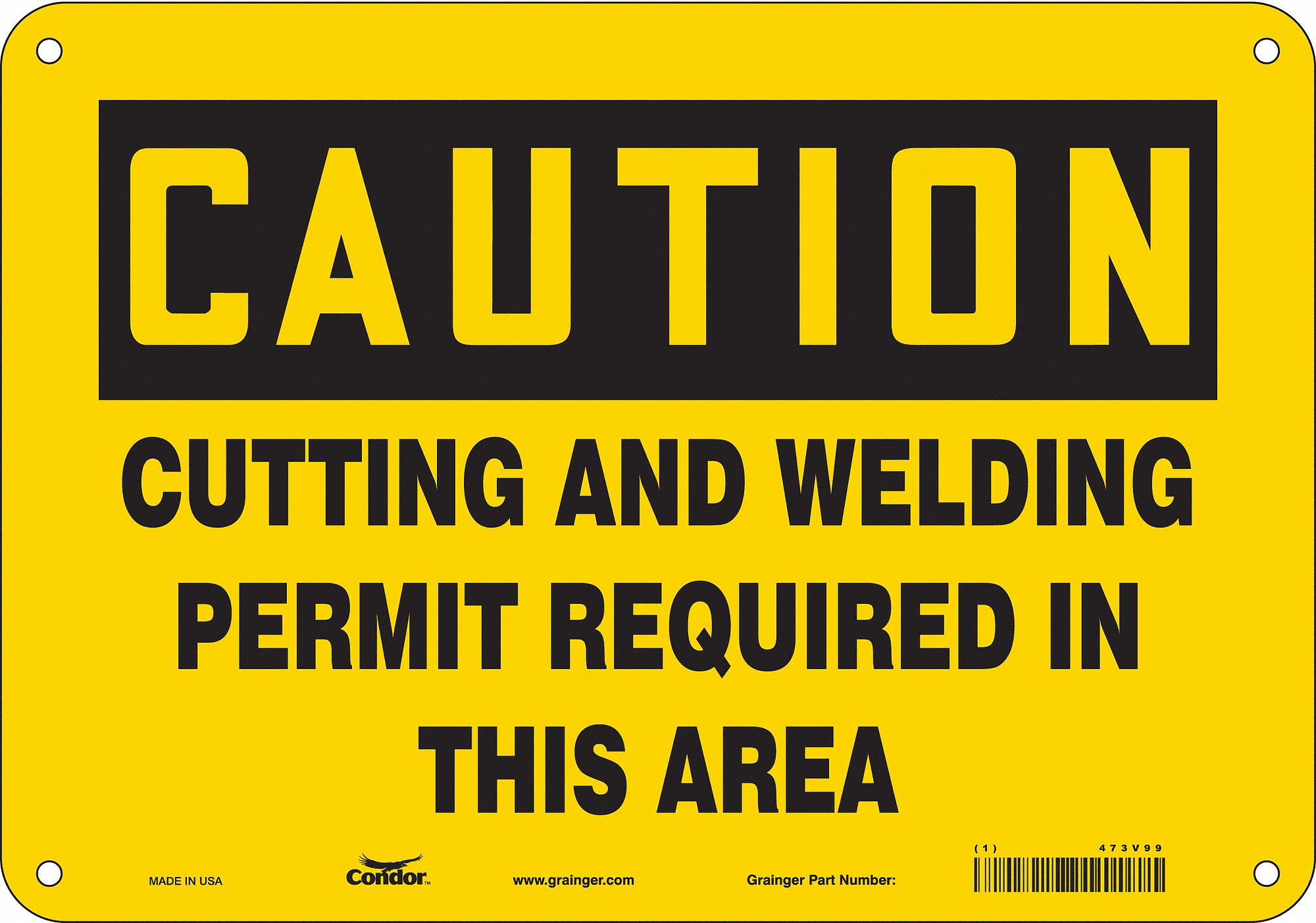 Safety Sign: Polyethylene, Mounting Holes Sign Mounting, 7 in x 10 in Nominal Sign Size, Caution