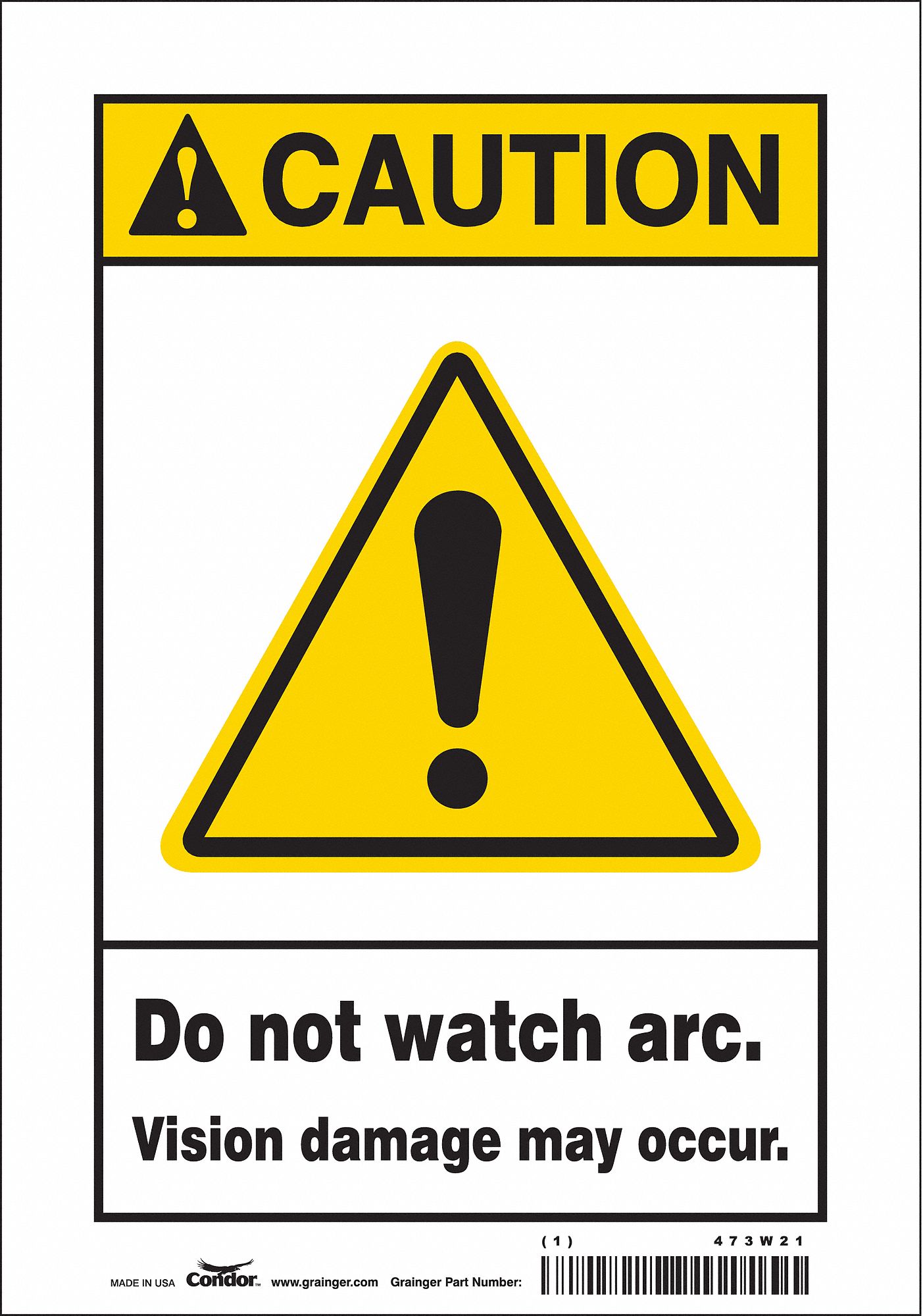 Safety Sign: Vinyl, Adhesive Sign Mounting, 10 in x 7 in Nominal Sign Size, Not Retroreflective