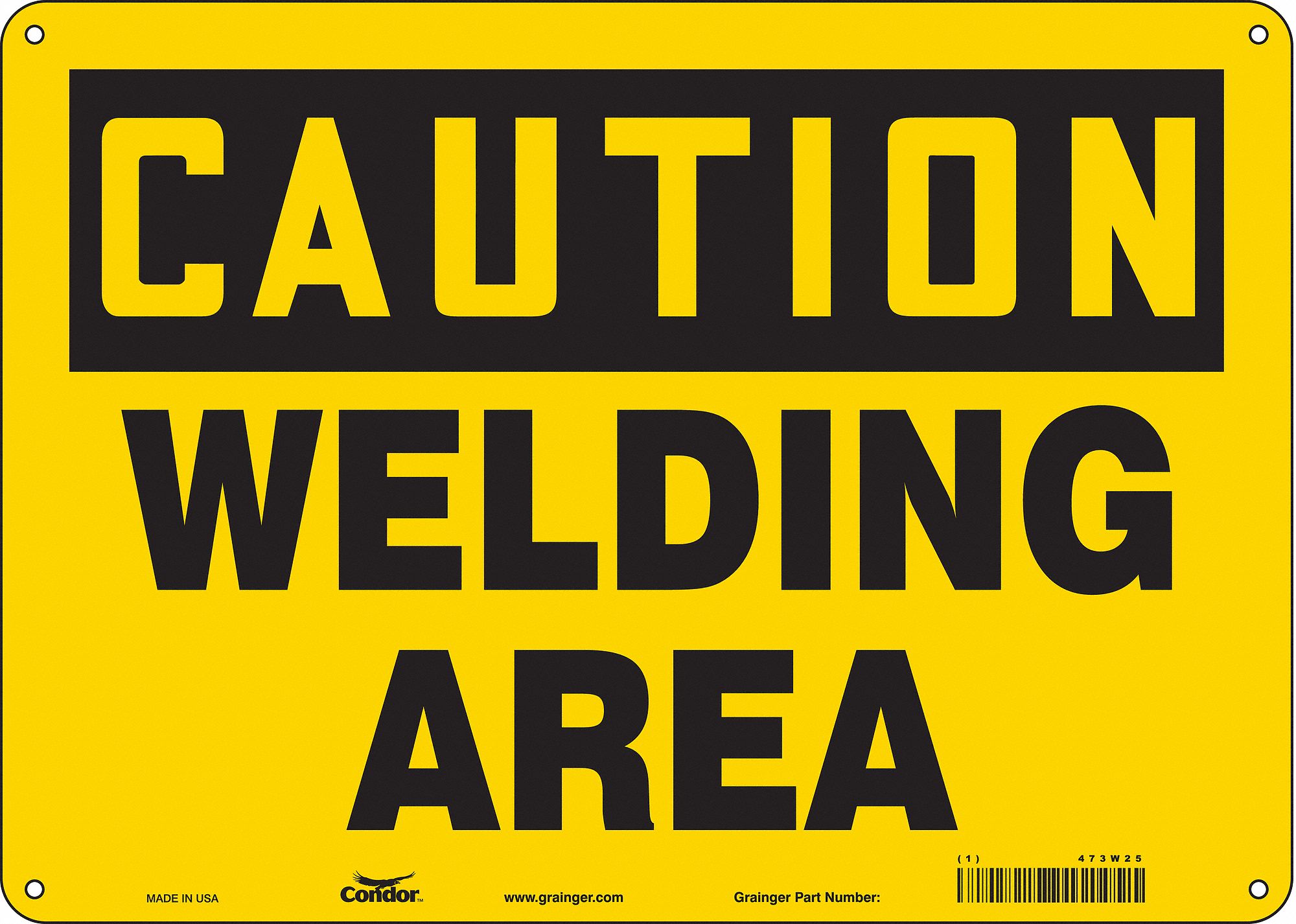 Safety Sign: Aluminum, Mounting Holes Sign Mounting, 10 in x 14 in Nominal Sign Size, 0.032 in Thick