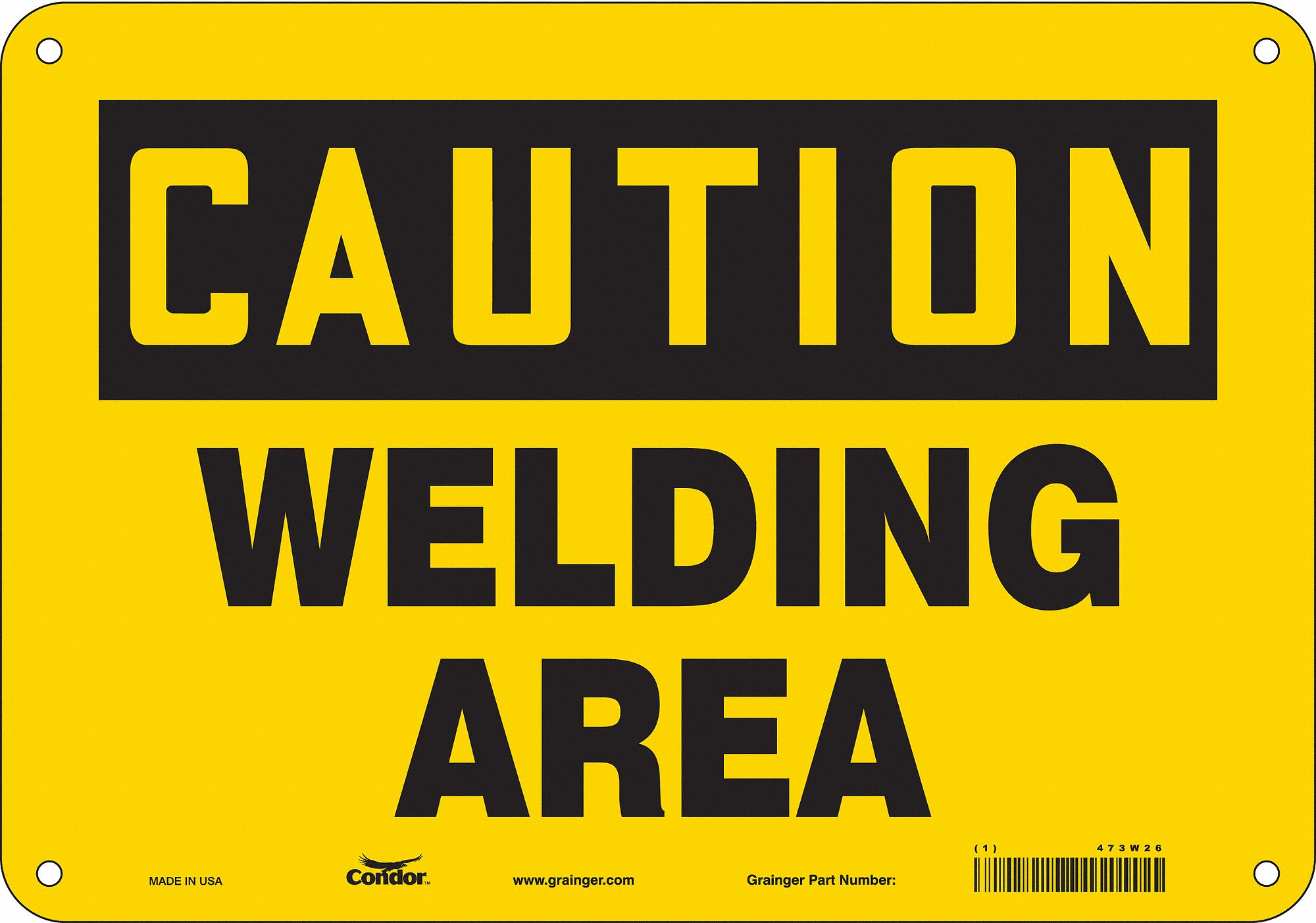 Safety Sign: Polyethylene, Mounting Holes Sign Mounting, 7 in x 10 in Nominal Sign Size