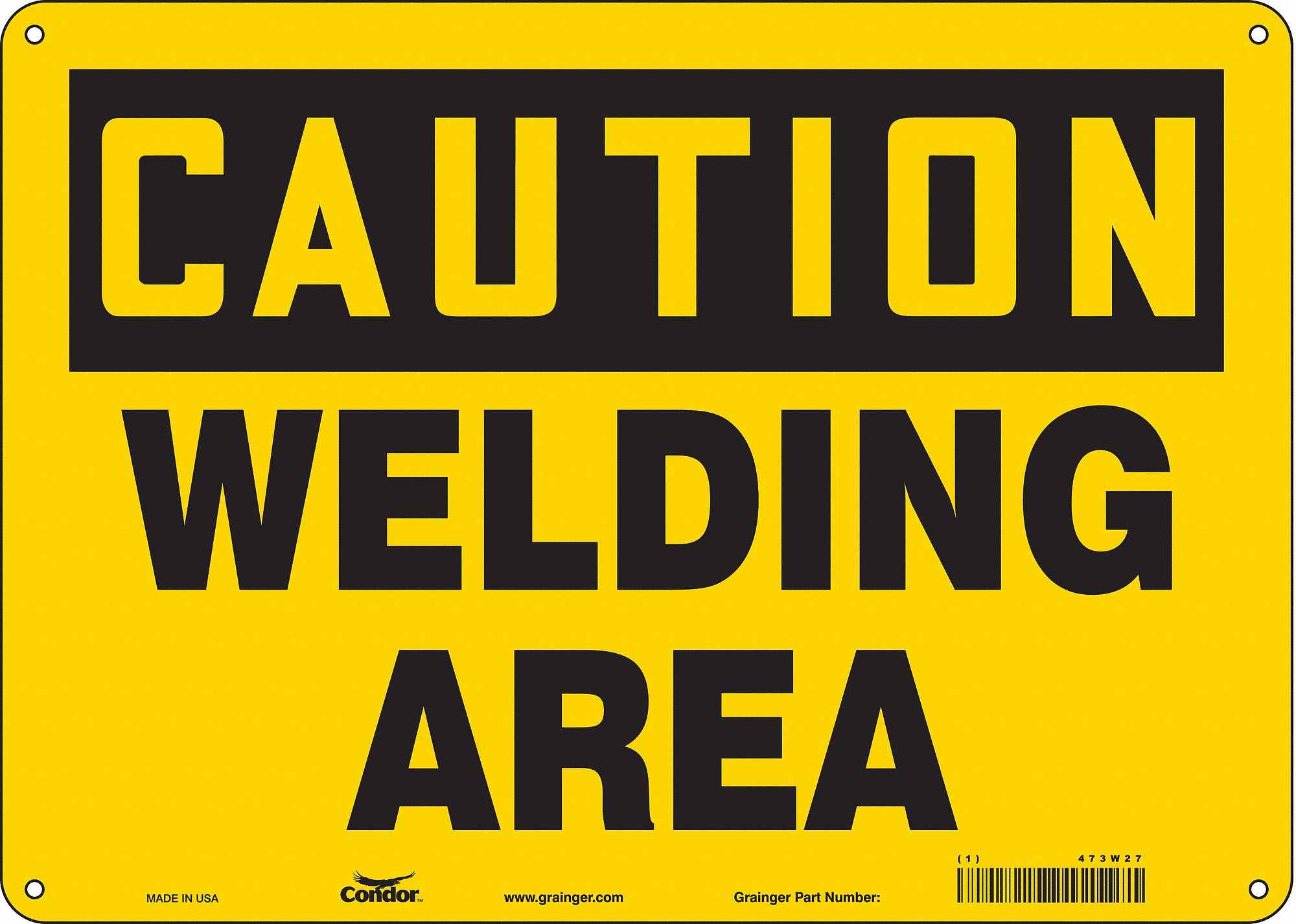 Safety Sign: Polyethylene, Mounting Holes Sign Mounting, 10 in x 14 in Nominal Sign Size