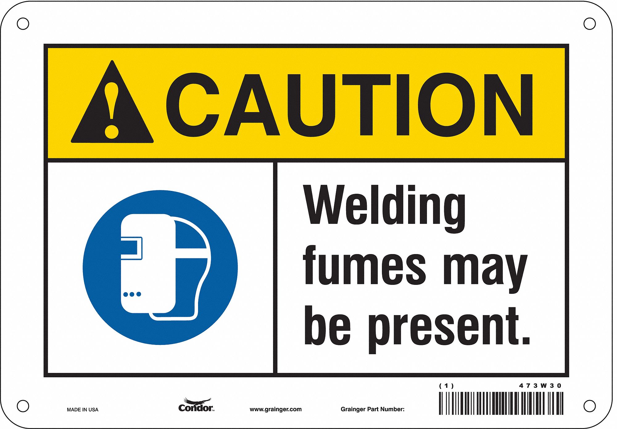 Safety Sign: Aluminum, Mounting Holes Sign Mounting, 7 in x 10 in Nominal Sign Size, 0.032 in Thick