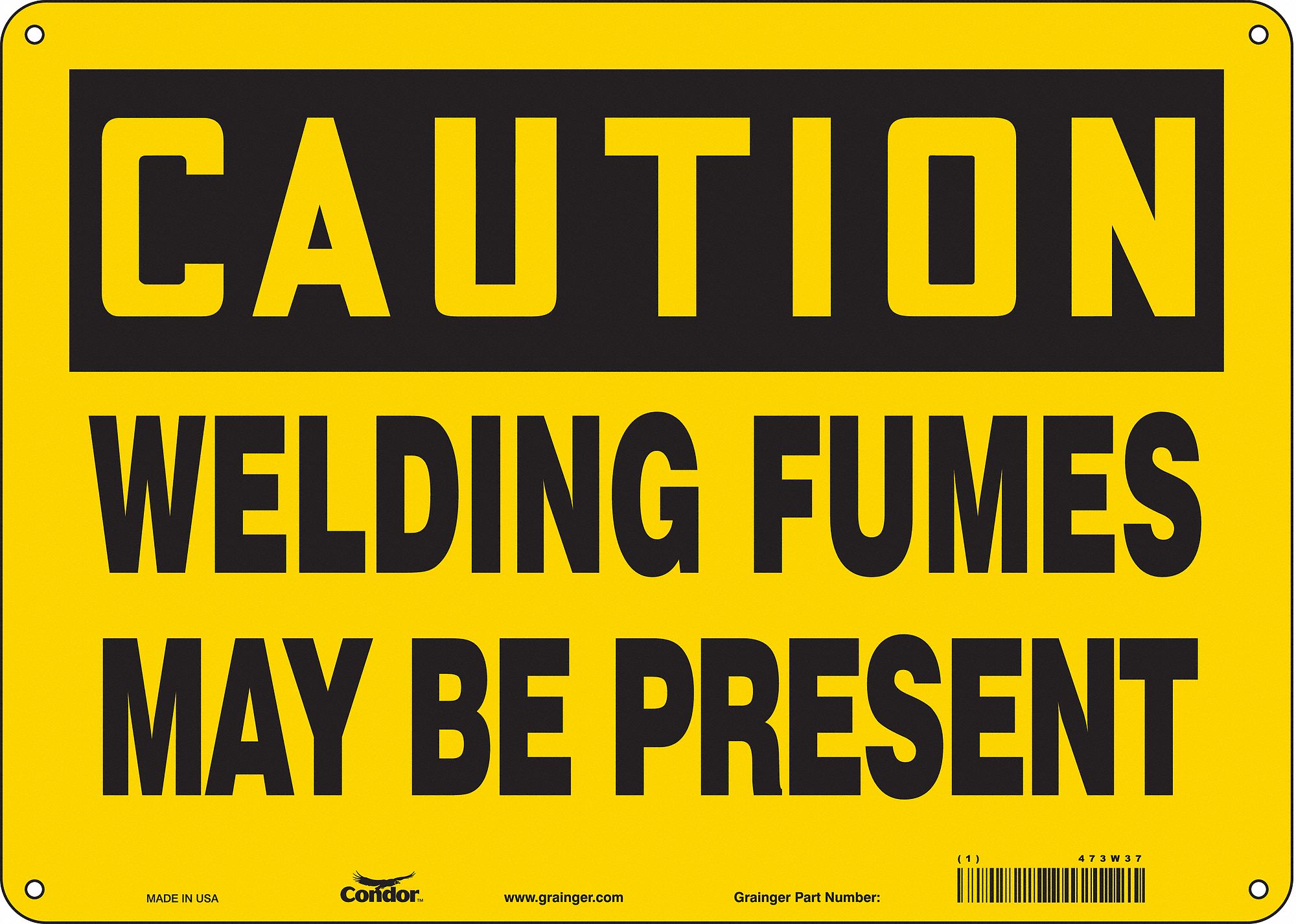 Safety Sign: Aluminum, Mounting Holes Sign Mounting, 10 in x 14 in Nominal Sign Size, 0.032 in Thick