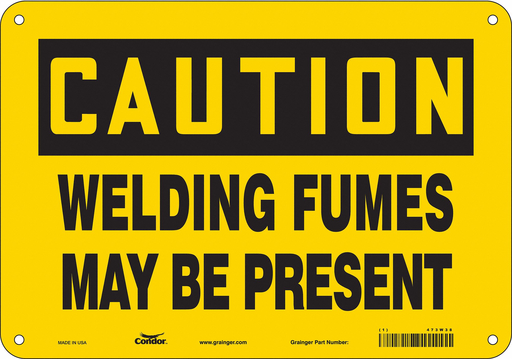 Safety Sign: Polyethylene, Mounting Holes Sign Mounting, 7 in x 10 in Nominal Sign Size, Caution