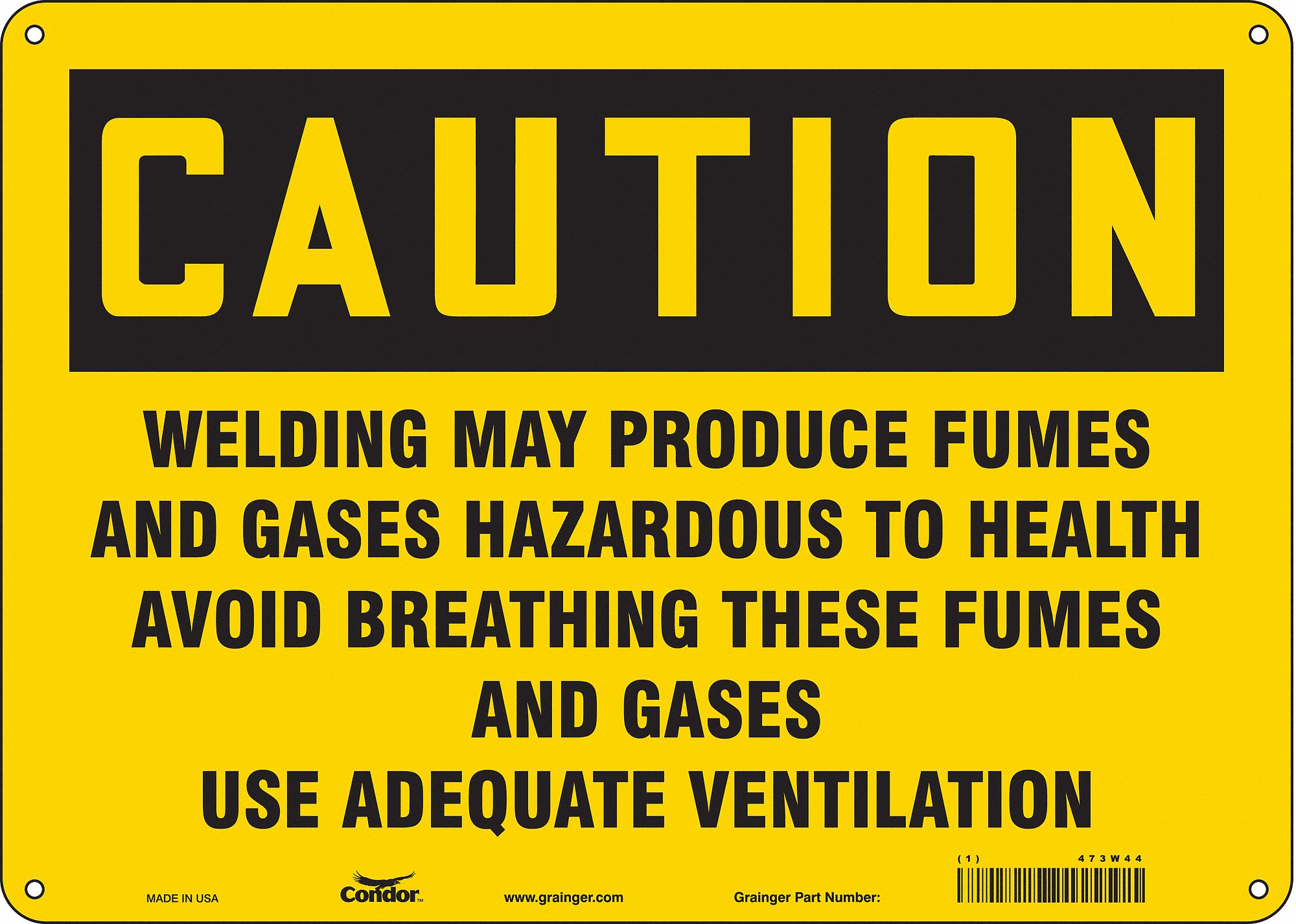 Safety Sign: Aluminum, Mounting Holes Sign Mounting, 10 in x 14 in Nominal Sign Size, 0.032 in Thick