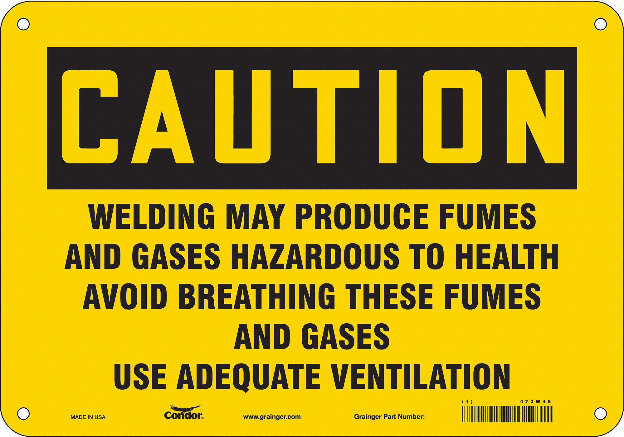Safety Sign: Polyethylene, Mounting Holes Sign Mounting, 7 in x 10 in Nominal Sign Size, Caution