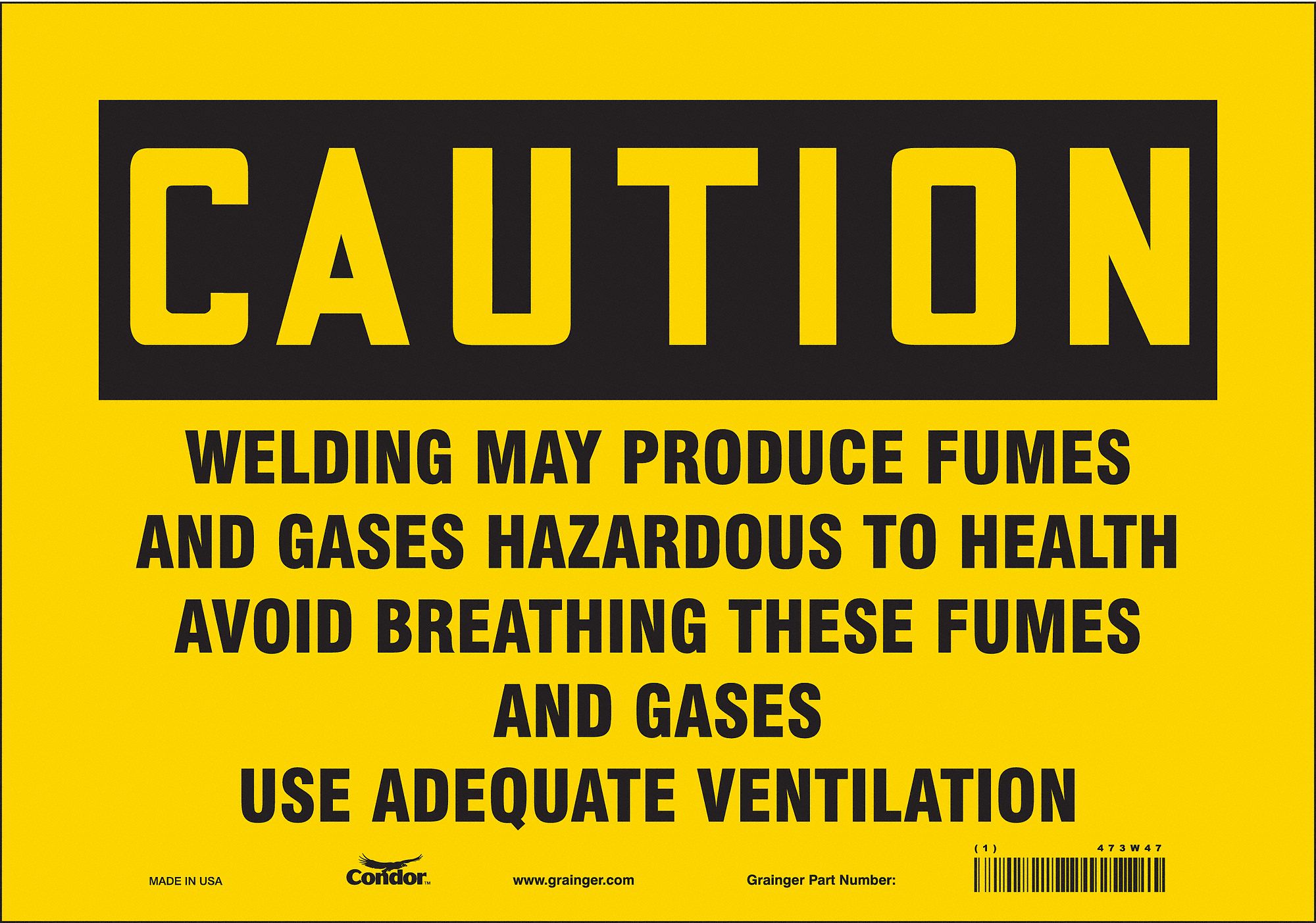 Safety Sign: Vinyl, Adhesive Sign Mounting, 7 in x 10 in Nominal Sign Size, Not Retroreflective