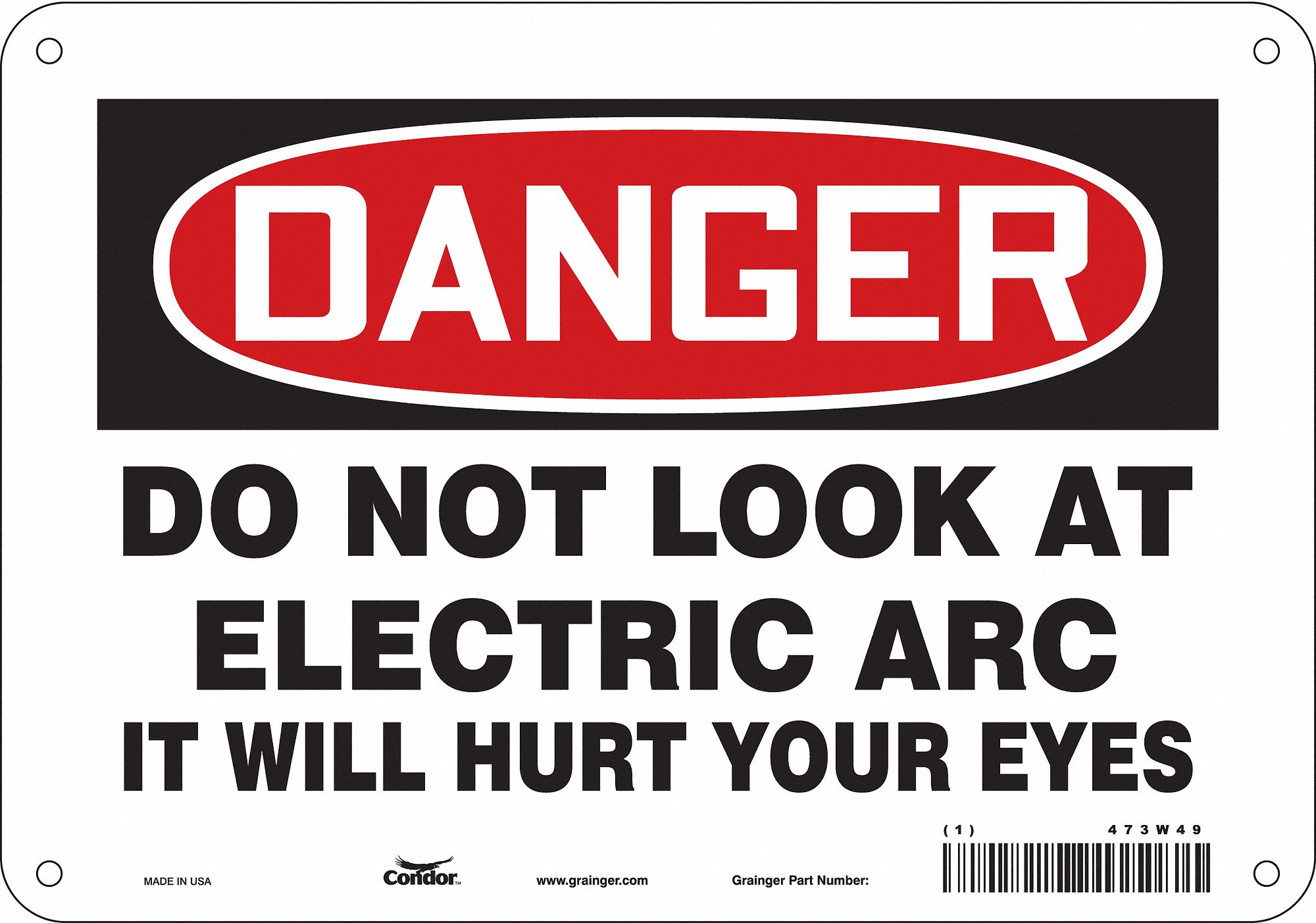 Safety Sign: Aluminum, Mounting Holes Sign Mounting, 7 in x 10 in Nominal Sign Size, 0.032 in Thick