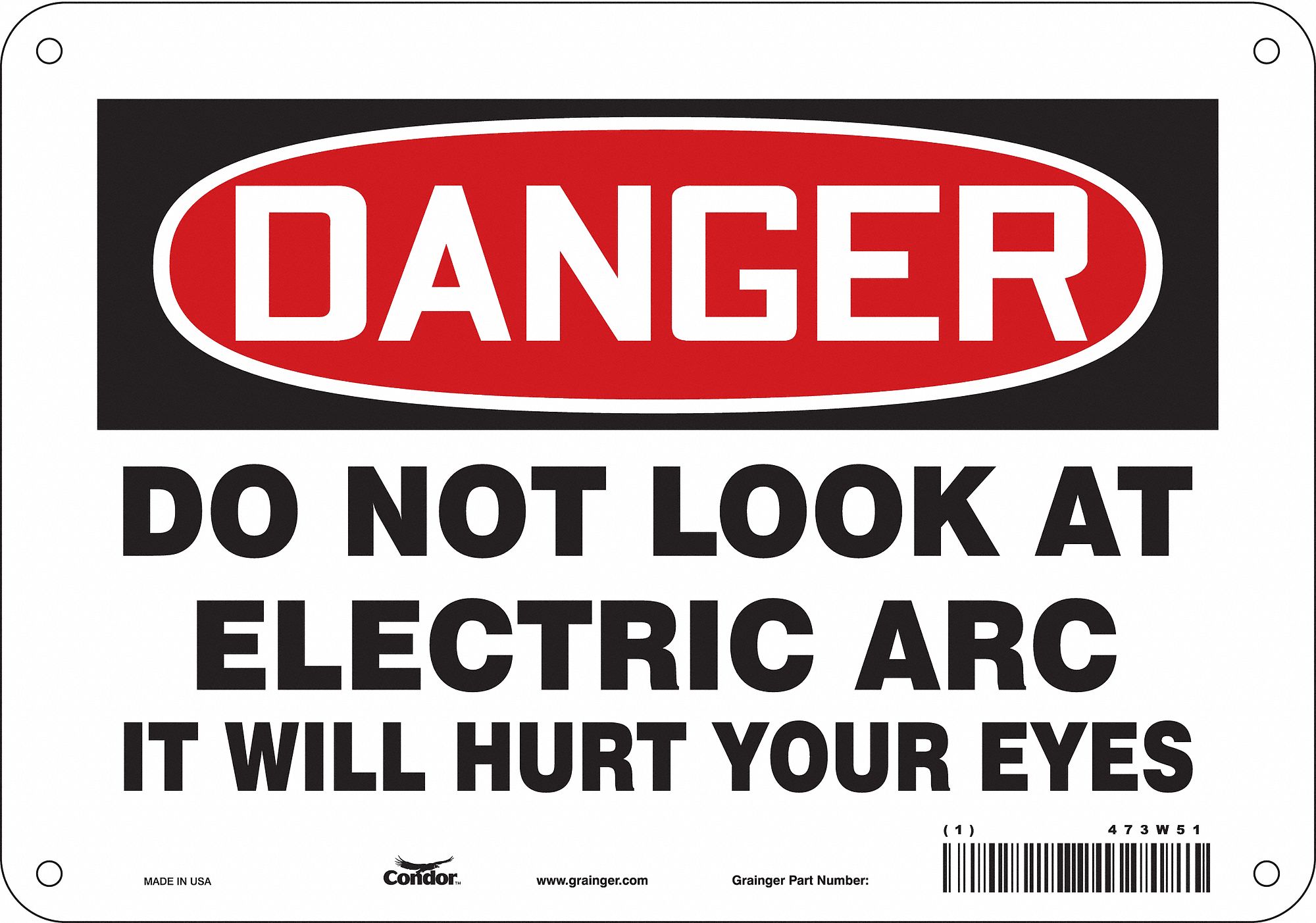 Safety Sign: Polyethylene, Mounting Holes Sign Mounting, 7 in x 10 in Nominal Sign Size