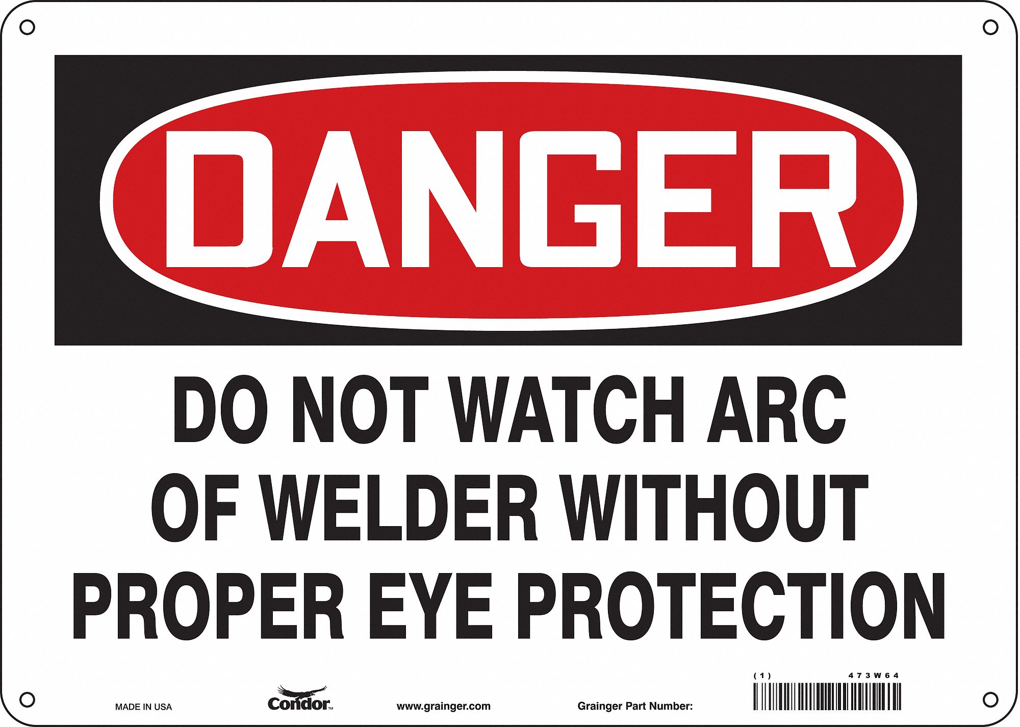 Safety Sign: Polyethylene, Mounting Holes Sign Mounting, 10 in x 14 in Nominal Sign Size, Danger