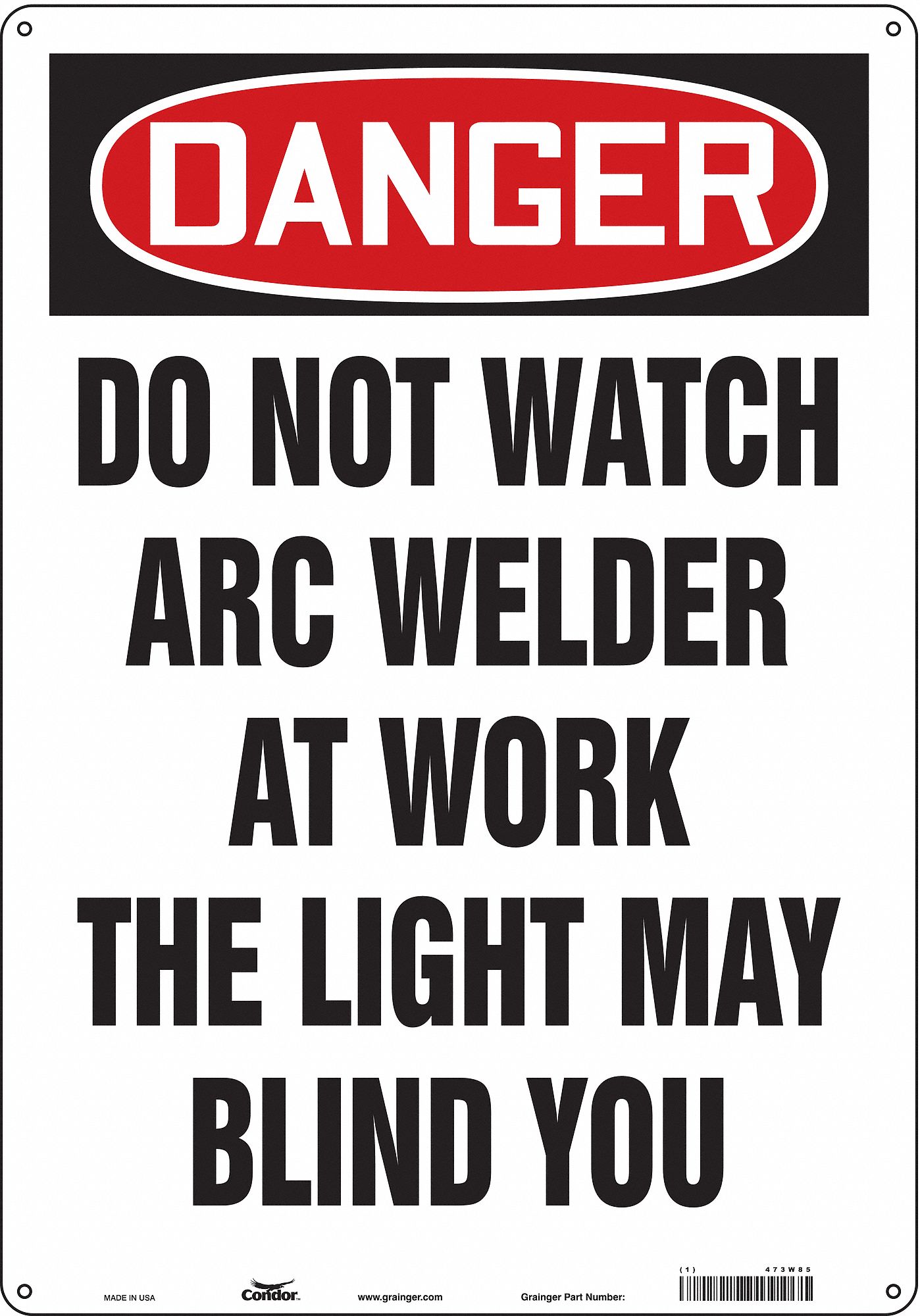 Safety Sign: Aluminum, Mounting Holes Sign Mounting, 20 in x 14 in Nominal Sign Size, 0.032 in Thick