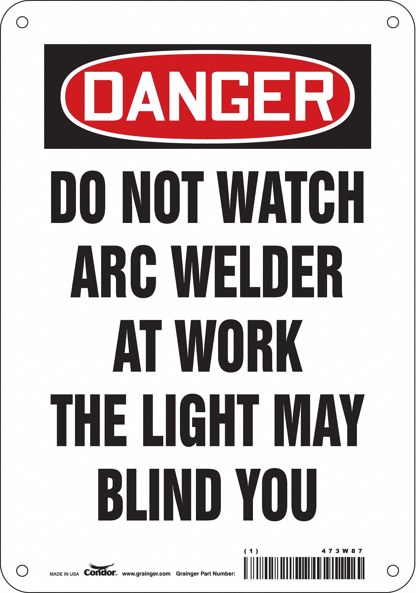 Safety Sign: Polyethylene, Mounting Holes Sign Mounting, 10 in x 7 in Nominal Sign Size, Danger