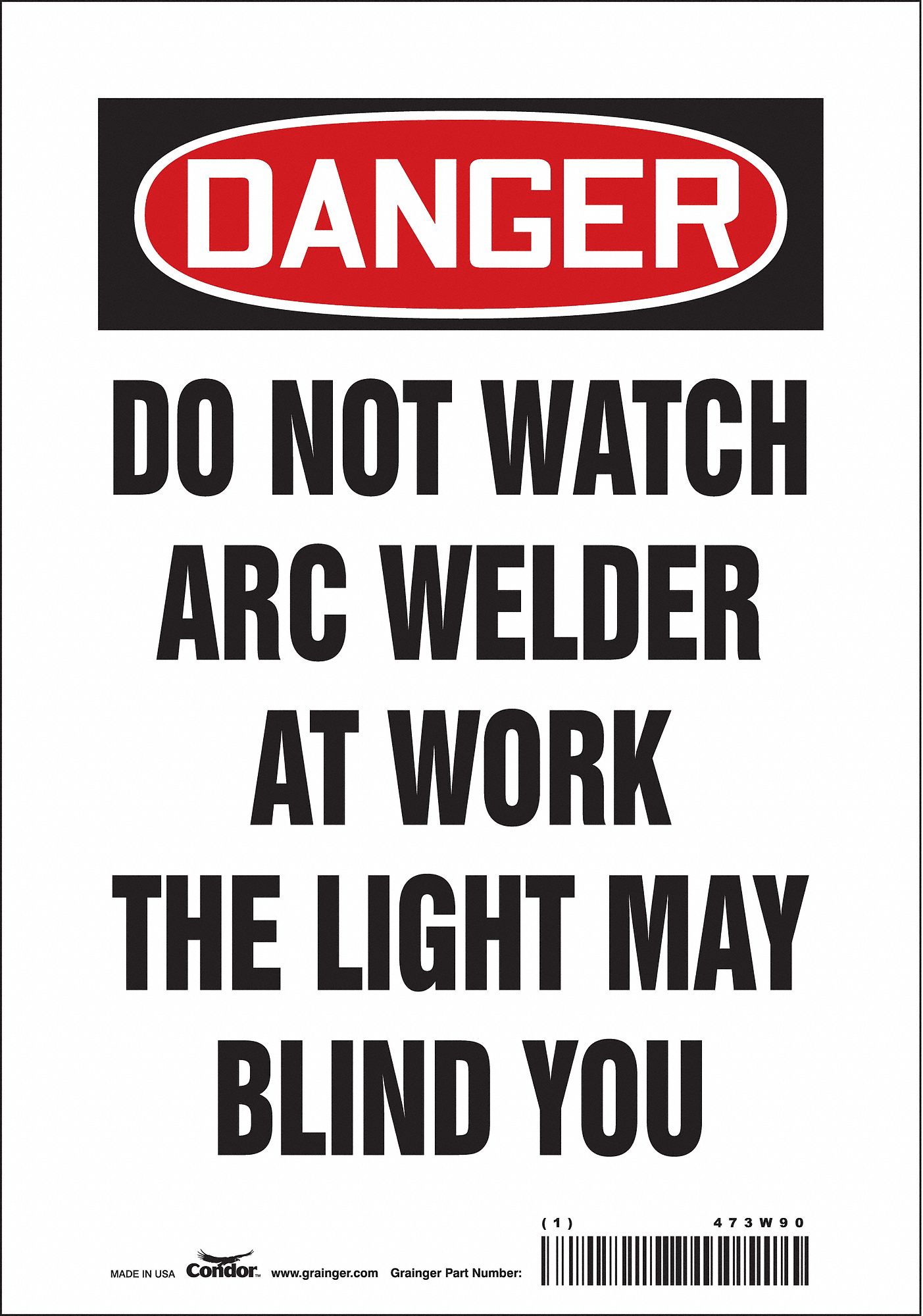 Safety Sign: Vinyl, Adhesive Sign Mounting, 10 in x 7 in Nominal Sign Size, Not Retroreflective