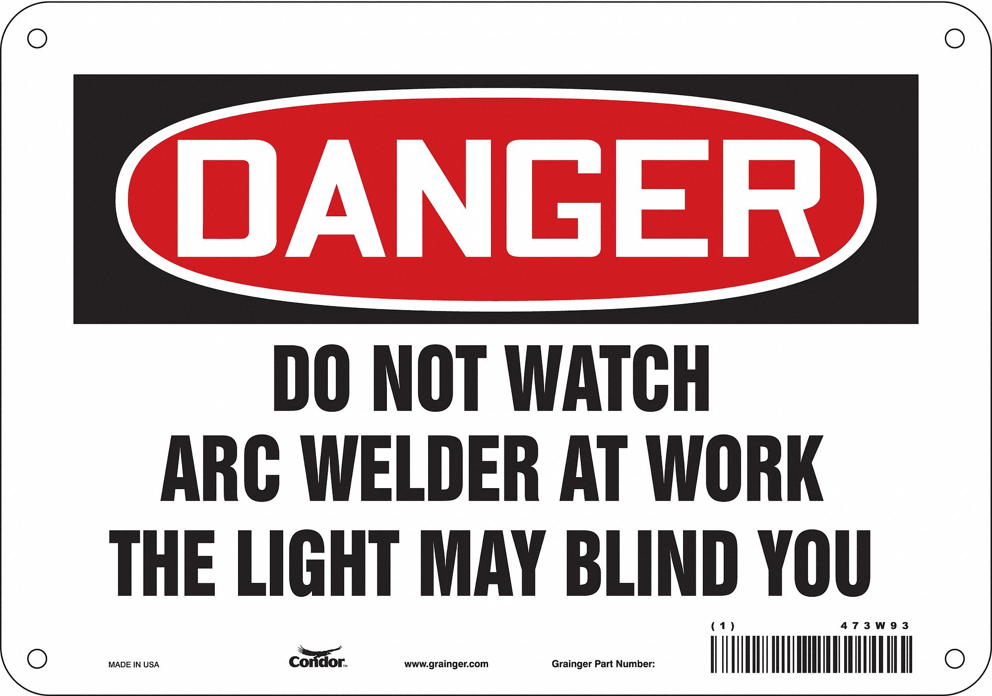 Safety Sign: Polyethylene, Mounting Holes Sign Mounting, 7 in x 10 in Nominal Sign Size, Danger