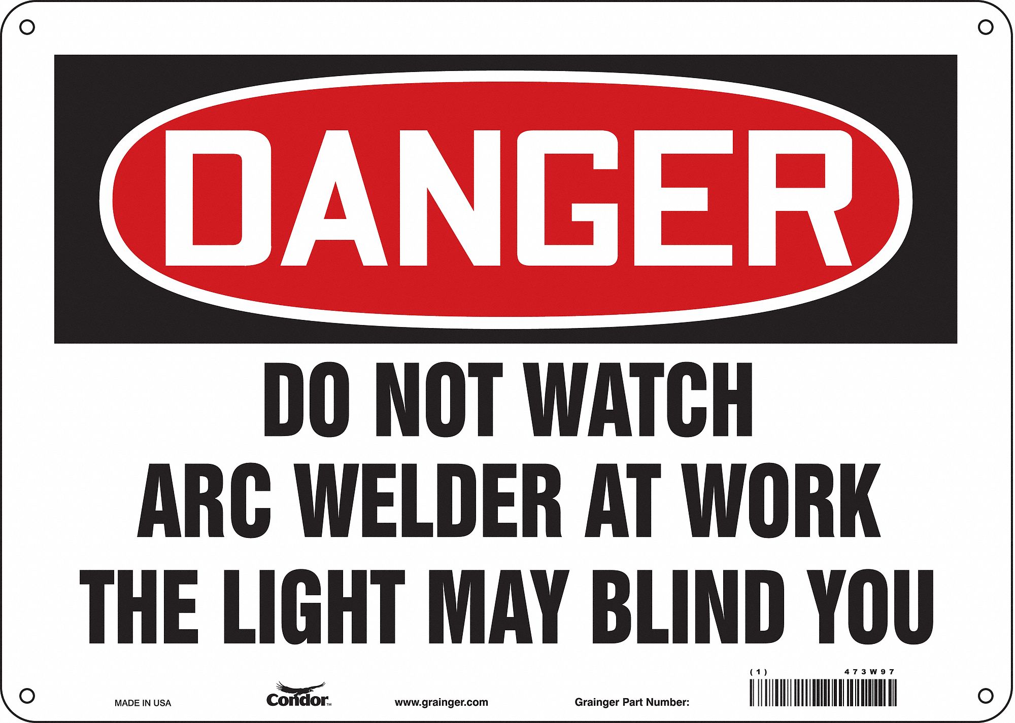 Safety Sign: Polyethylene, Mounting Holes Sign Mounting, 10 in x 14 in Nominal Sign Size, Danger