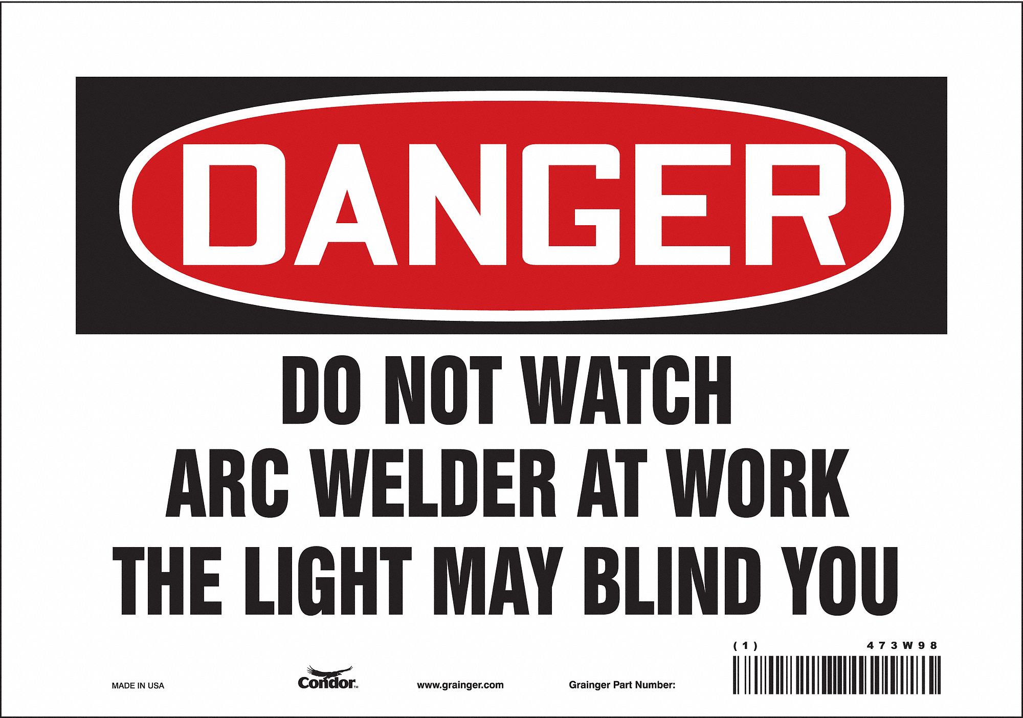 Safety Sign: Vinyl, Adhesive Sign Mounting, 7 in x 10 in Nominal Sign Size, Not Retroreflective