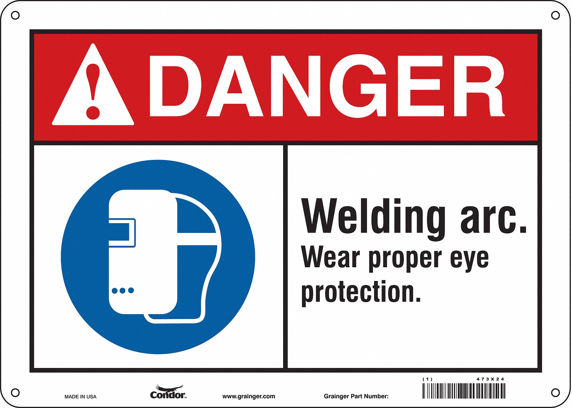 Safety Sign: Polyethylene, Mounting Holes Sign Mounting, 10 in x 14 in Nominal Sign Size, Danger