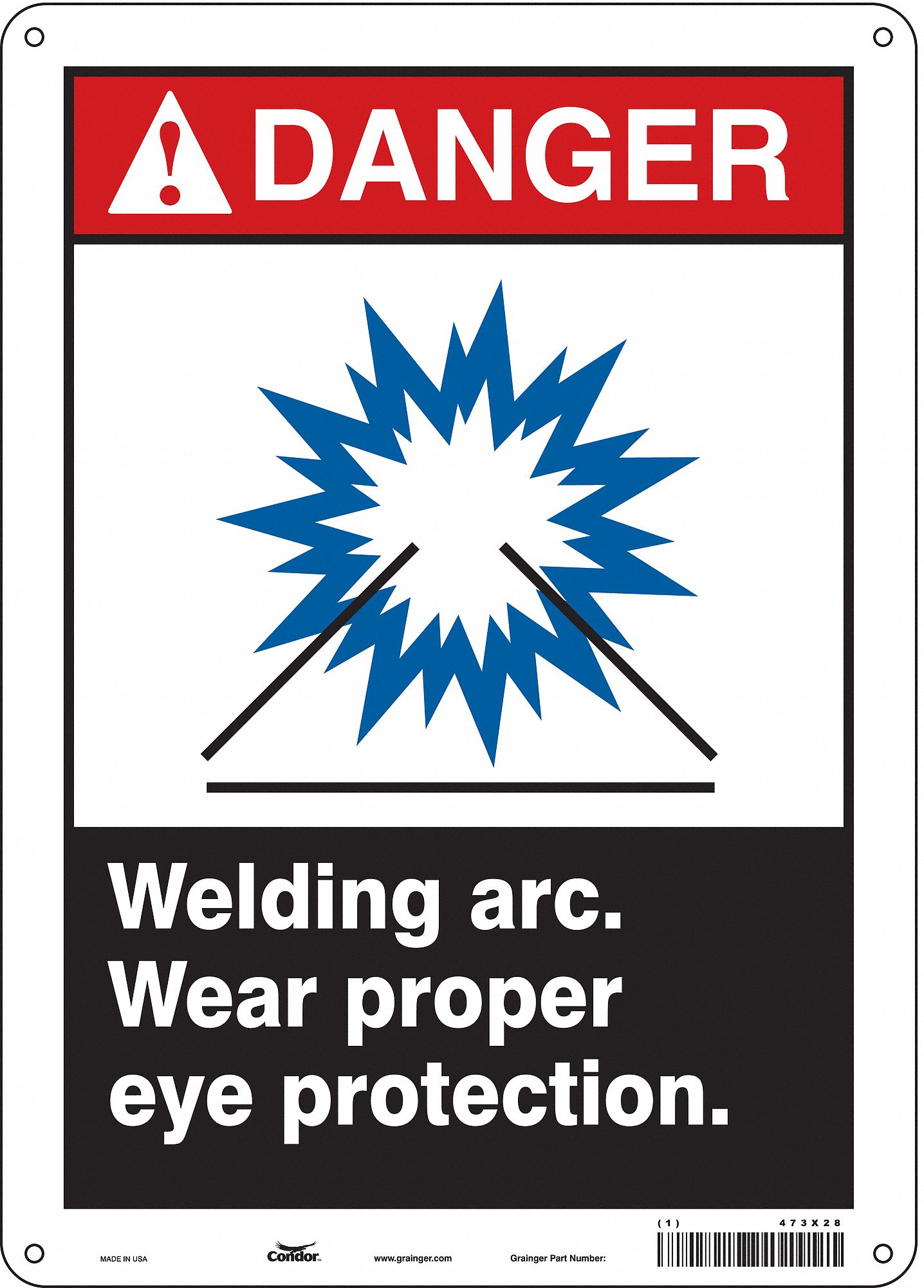 Safety Sign: Aluminum, Mounting Holes Sign Mounting, 14 in x 10 in Nominal Sign Size, 0.032 in Thick