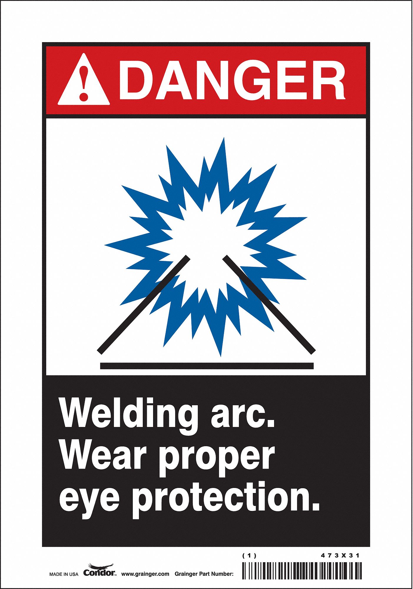 Safety Sign: Vinyl, Adhesive Sign Mounting, 10 in x 7 in Nominal Sign Size, Not Retroreflective