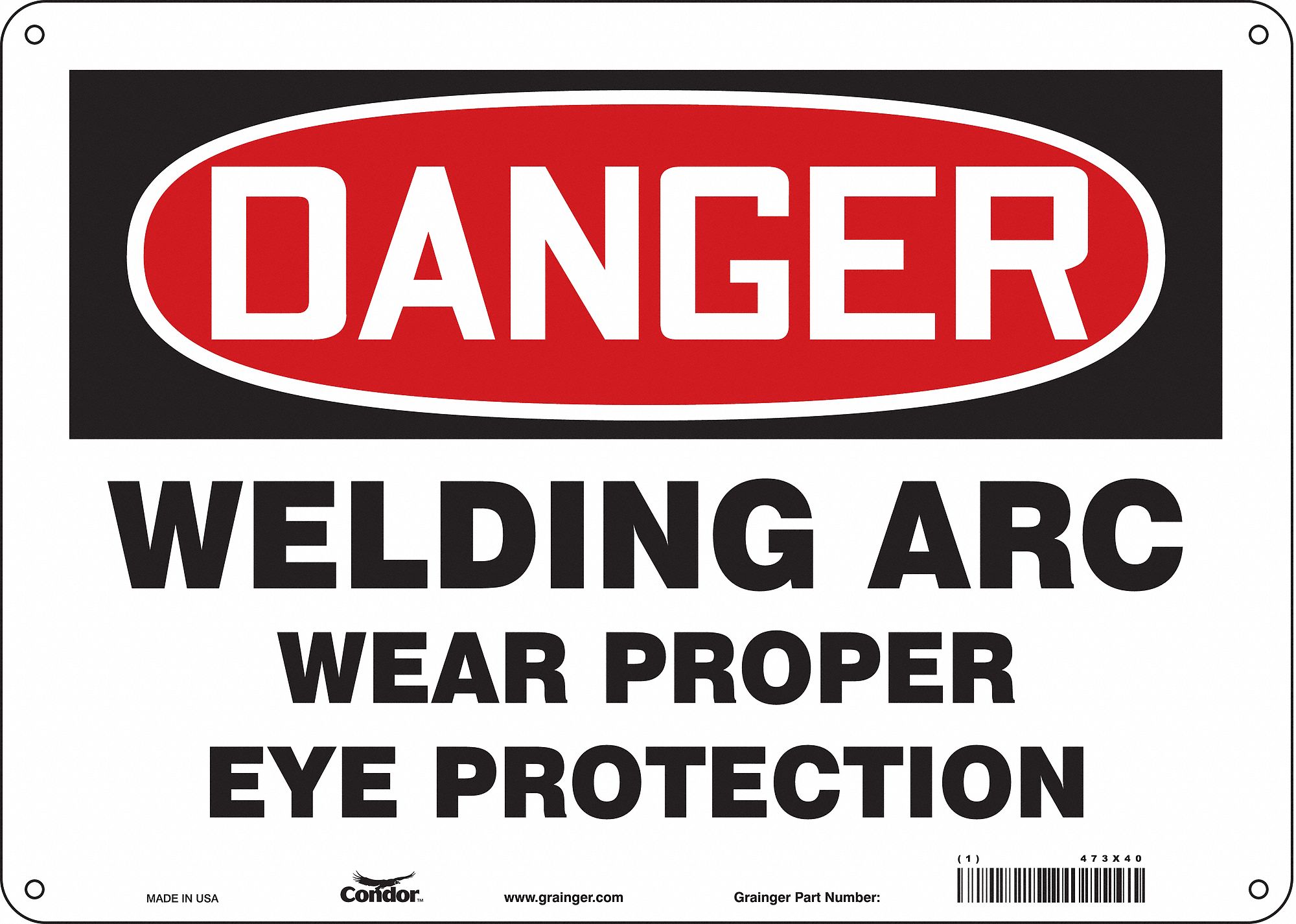 Safety Sign: Aluminum, Mounting Holes Sign Mounting, 10 in x 14 in Nominal Sign Size, 0.032 in Thick
