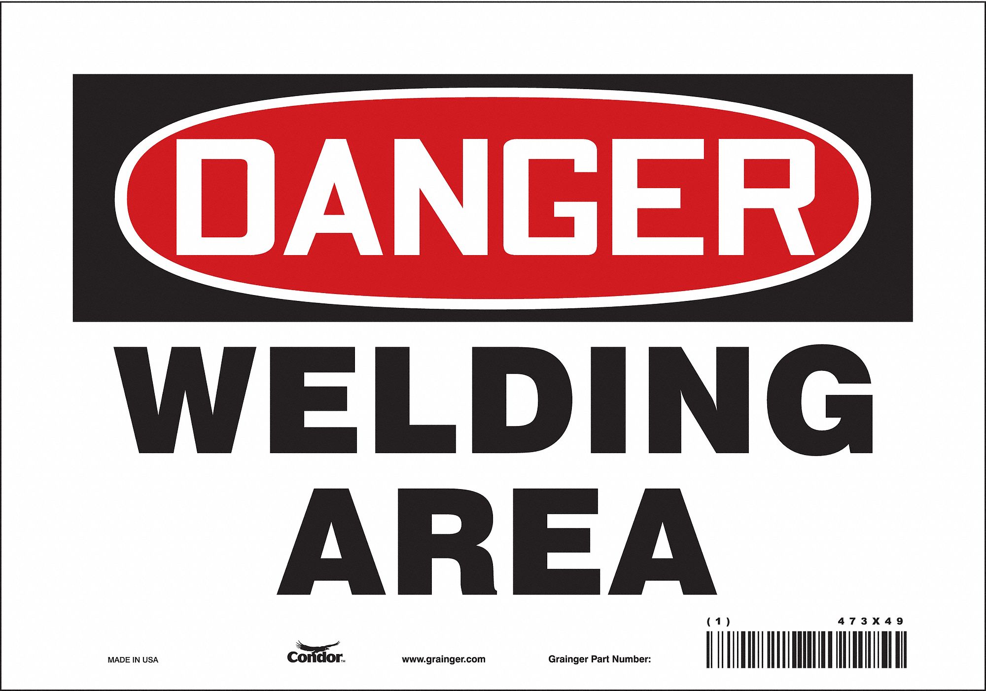 Safety Sign: Vinyl, Adhesive Sign Mounting, 7 in x 10 in Nominal Sign Size, Not Retroreflective