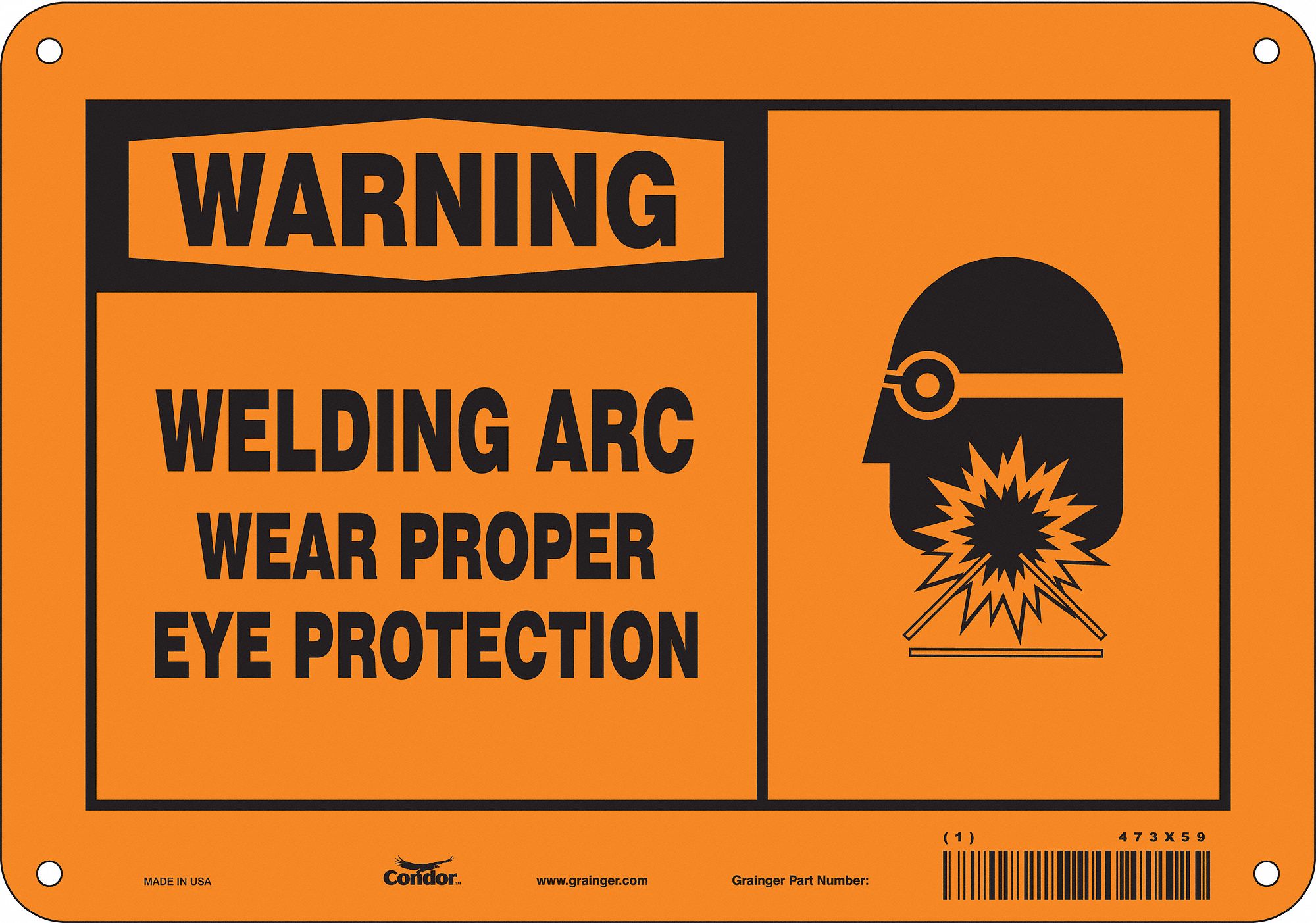 Safety Sign: Polyethylene, Mounting Holes Sign Mounting, 7 in x 10 in Nominal Sign Size, Warning