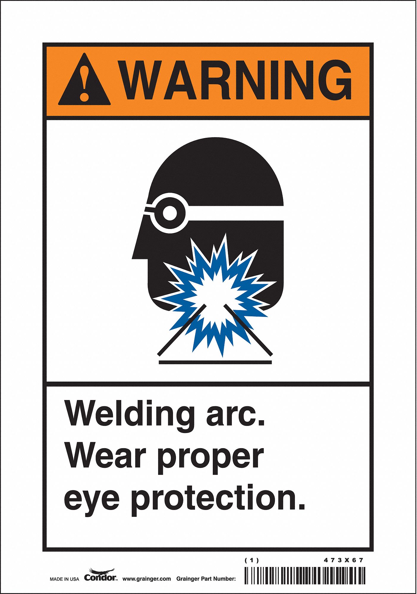 Safety Sign: Vinyl, Adhesive Sign Mounting, 10 in x 7 in Nominal Sign Size, Not Retroreflective