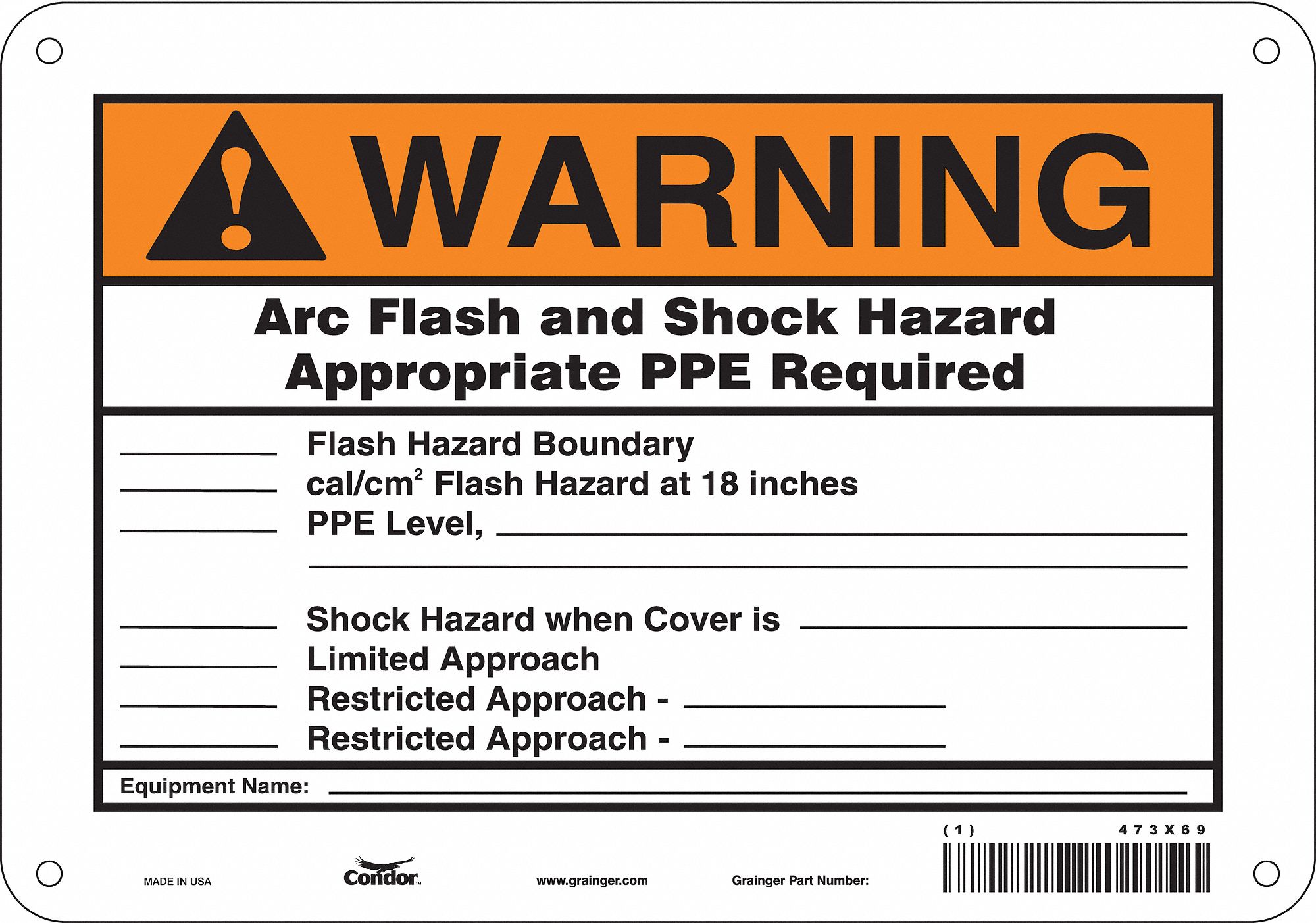 Safety Sign: Aluminum, Mounting Holes Sign Mounting, 7 in x 10 in Nominal Sign Size, 0.032 in Thick