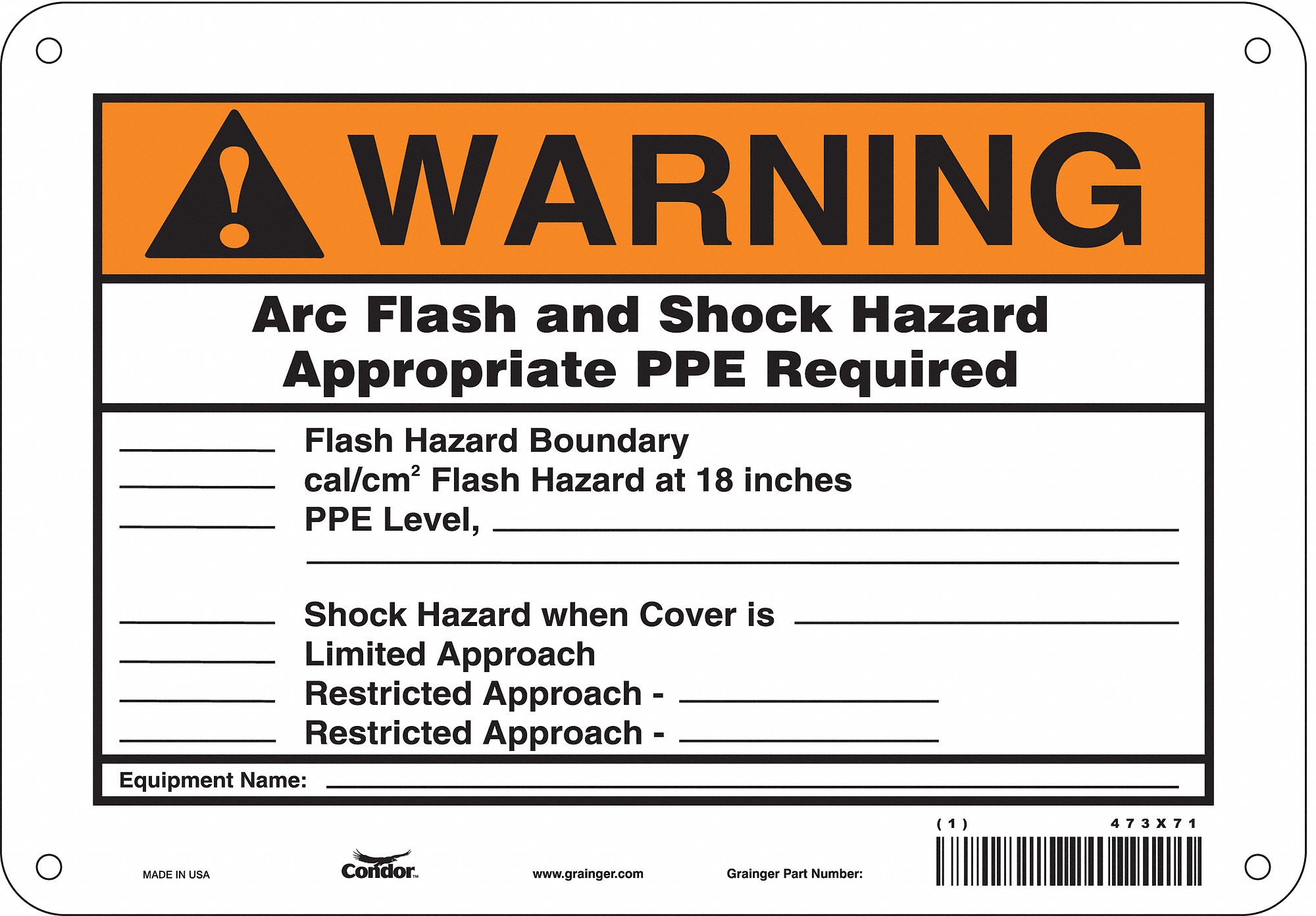 Safety Sign: Polyethylene, Mounting Holes Sign Mounting, 7 in x 10 in Nominal Sign Size, Warning