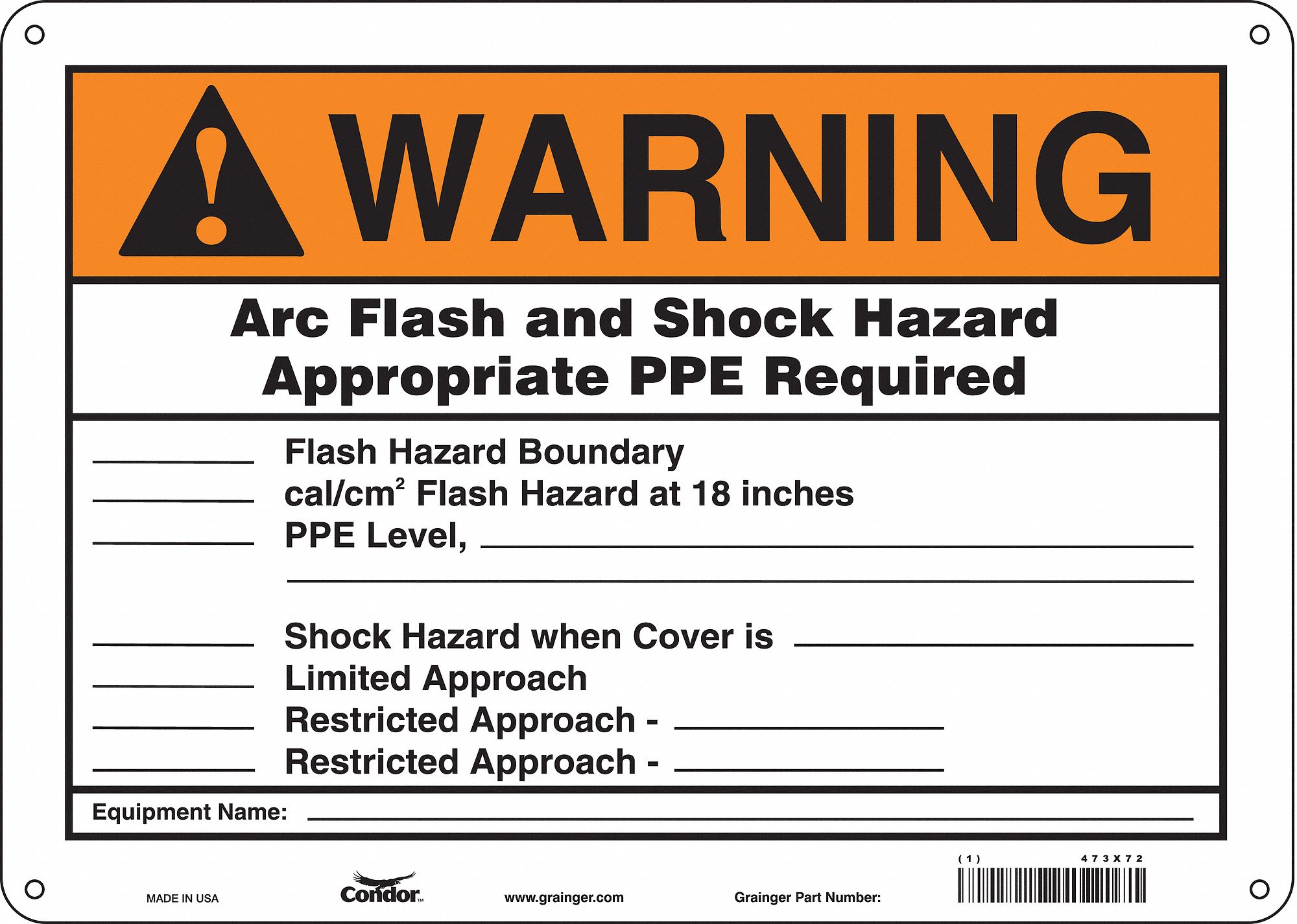 Safety Sign: Polyethylene, Mounting Holes Sign Mounting, 10 in x 14 in Nominal Sign Size