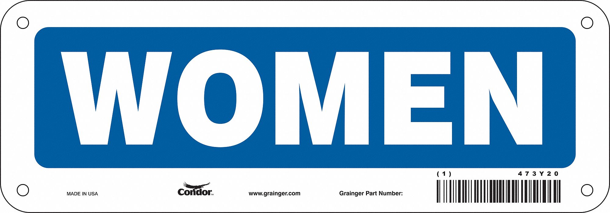 Safety Sign, 3 1/2 x 10 in, Polyethylene