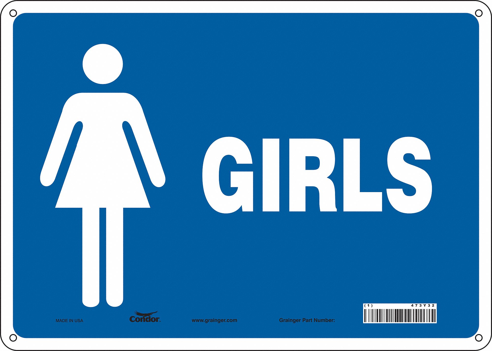 Safety Sign: Polyethylene, Mounting Holes Sign Mounting, 10 in x 14 in Nominal Sign Size, Blue/White