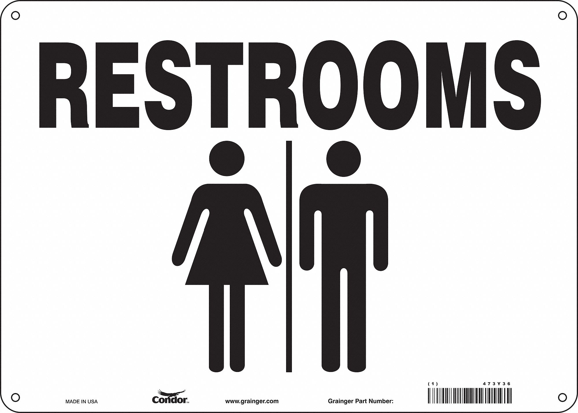Safety Sign: Aluminum, Mounting Holes Sign Mounting, 10 in x 14 in Nominal Sign Size, 0.032 in Thick
