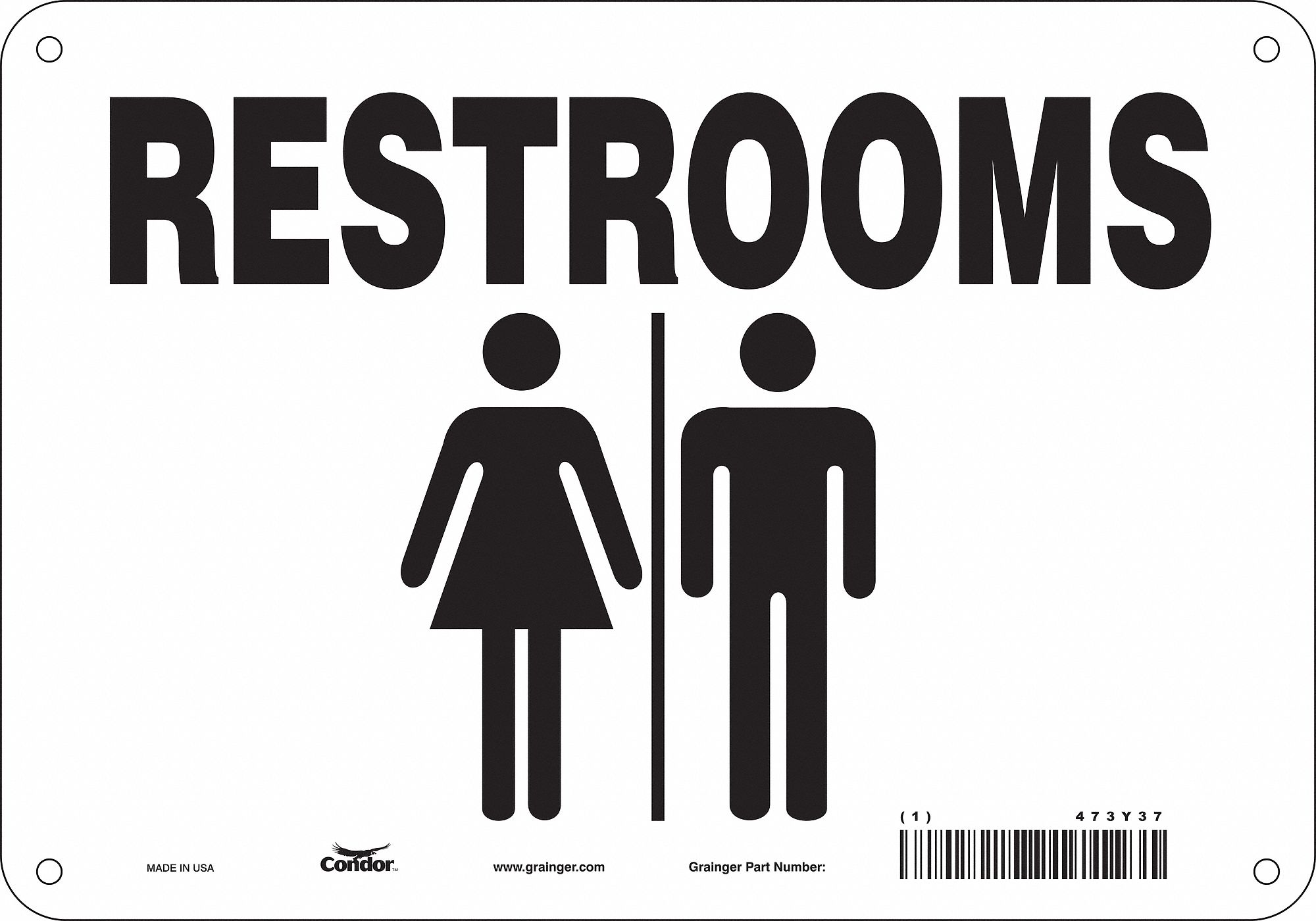 CONDOR Plastic, Restroom Sign, 10