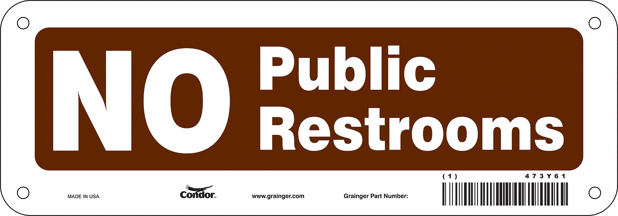 Safety Sign, 3 1/2 in x 10 in, Aluminum