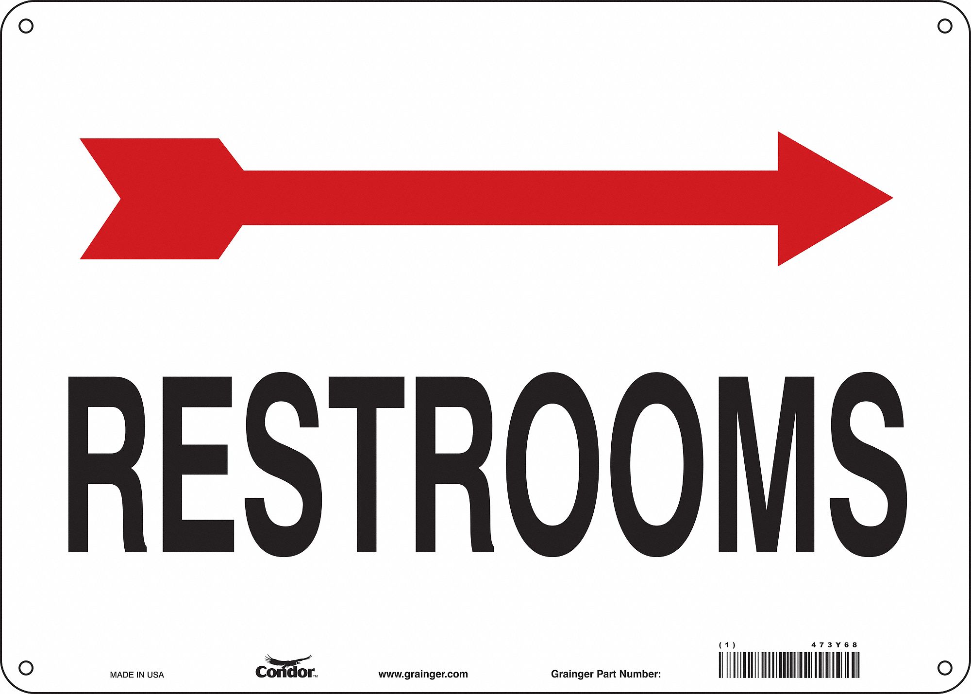 Safety Sign: Polyethylene, Mounting Holes Sign Mounting, 10 in x 14 in Nominal Sign Size, White