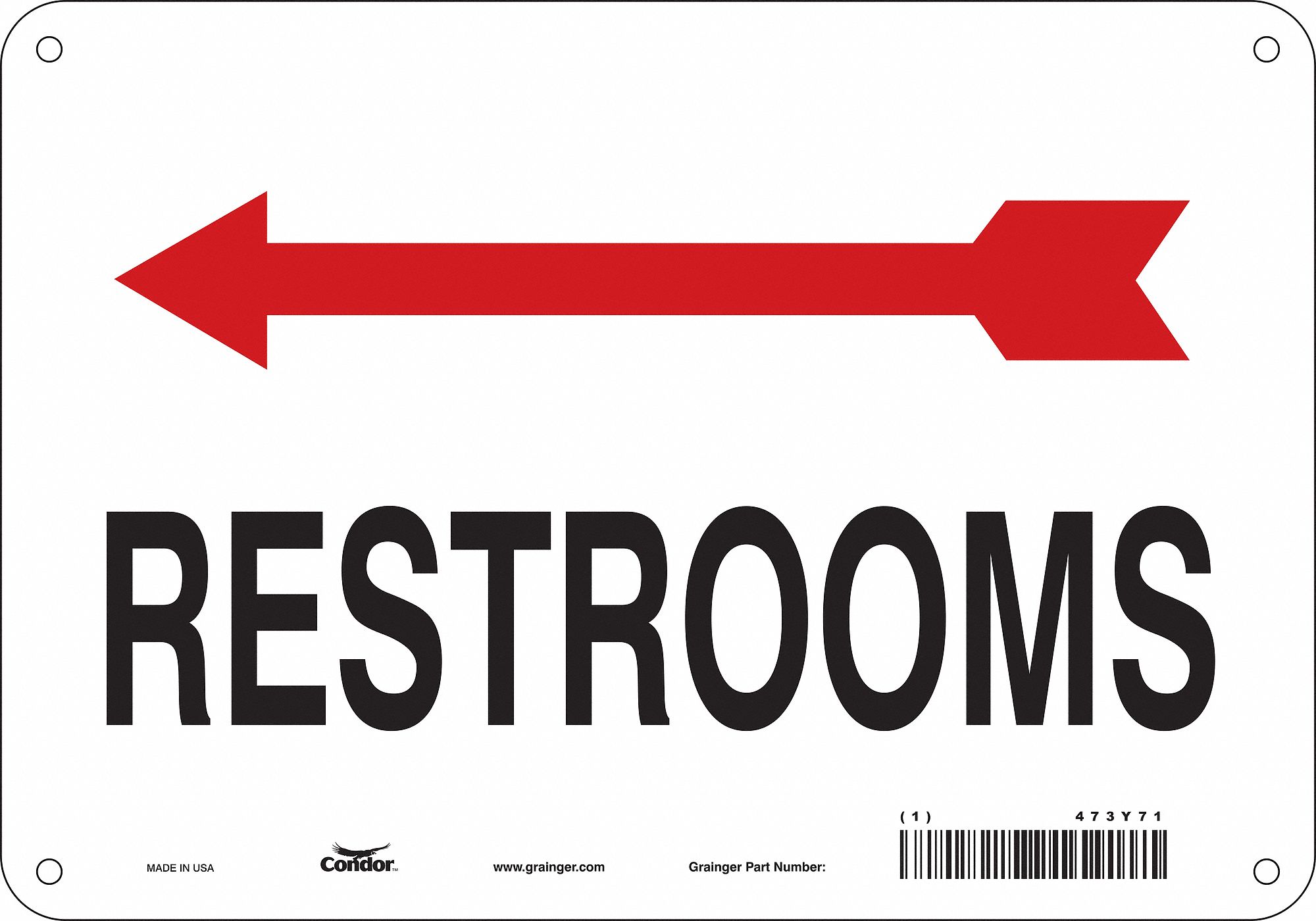 Safety Sign: Aluminum, Mounting Holes Sign Mounting, 7 in x 10 in Nominal Sign Size, 0.032 in Thick