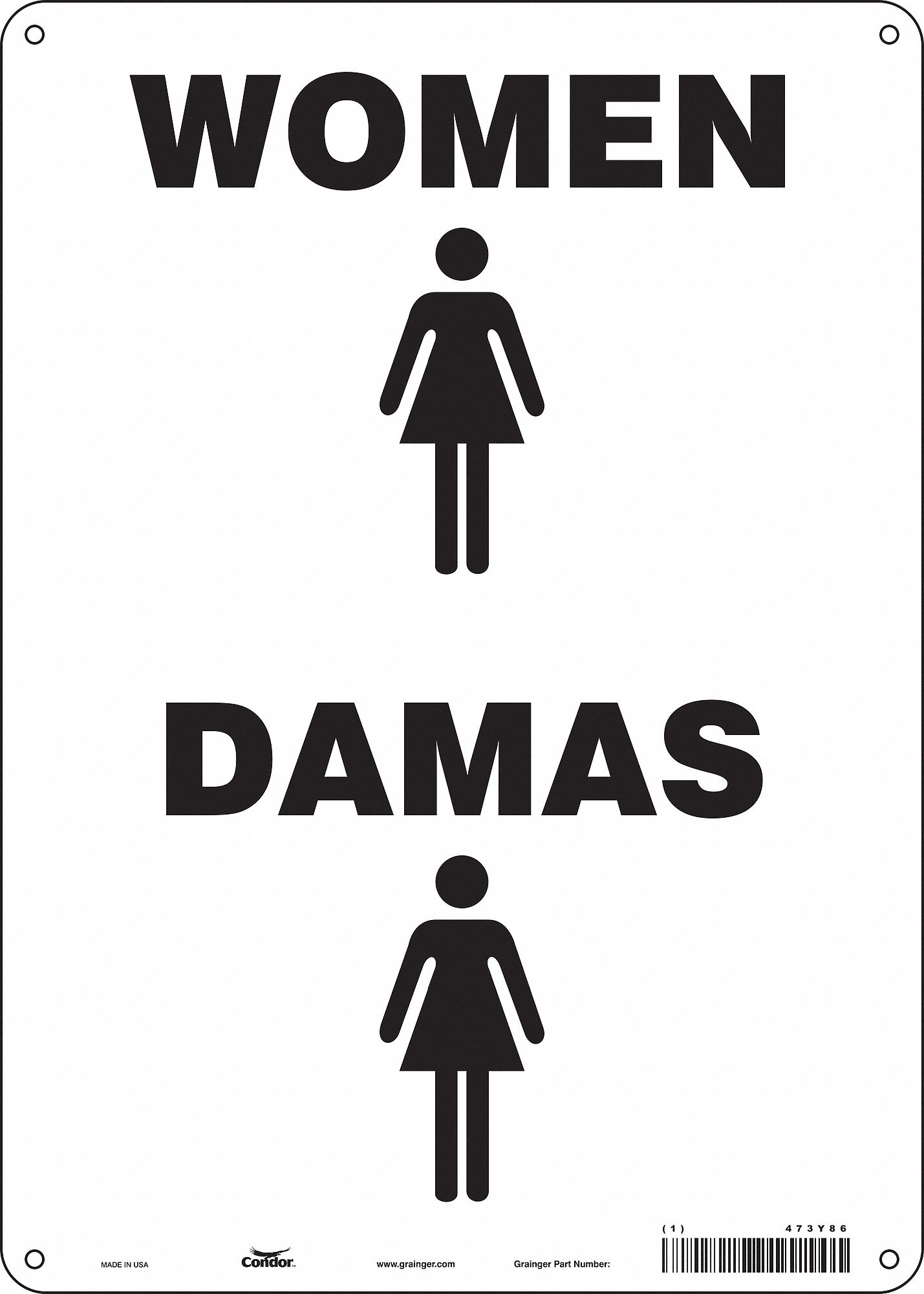 Safety Sign: Polyethylene, Mounting Holes Sign Mounting, 14 in x 20 in Nominal Sign Size, White