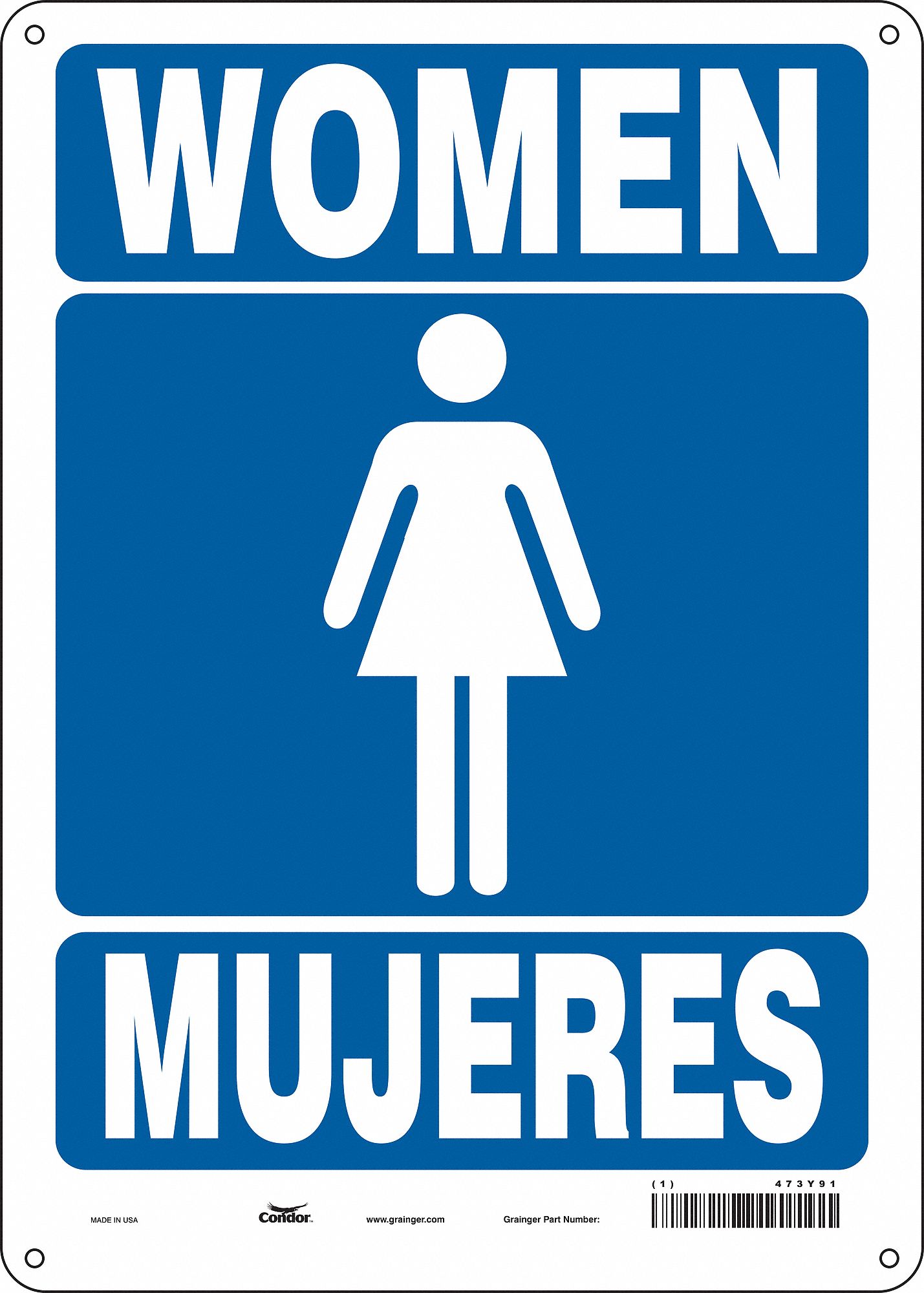 Safety Sign: Polyethylene, Mounting Holes Sign Mounting, 14 in x 10 in Nominal Sign Size, Blue