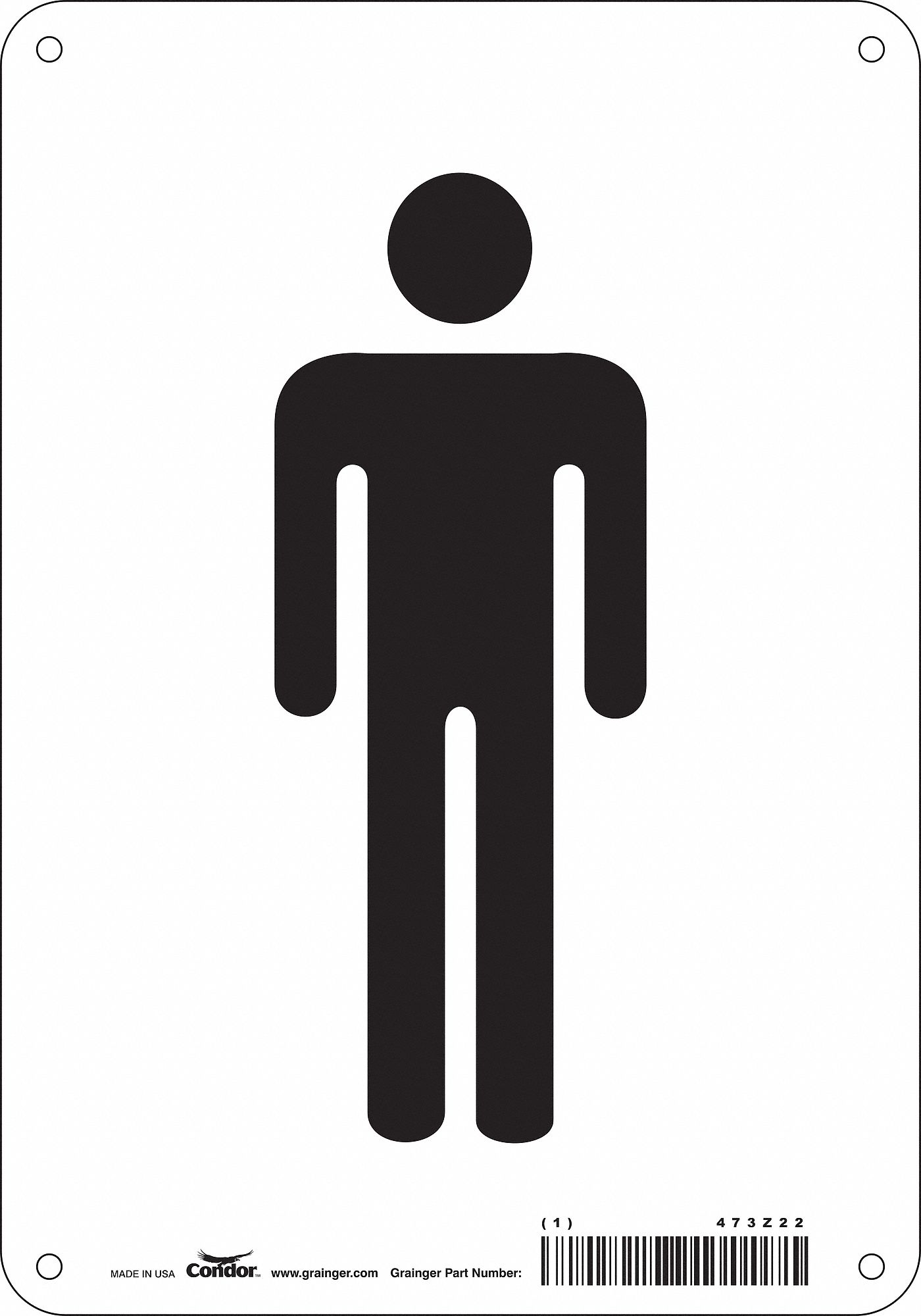 Safety Sign: Polyethylene, Mounting Holes Sign Mounting, 10 in x 7 in Nominal Sign Size, White